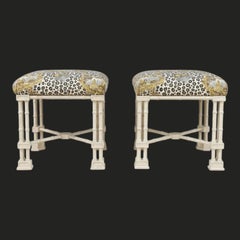 Ottomane cinesi in stile Chippendale con cineserie leopardata di Brunschwig & Fils - Coppia