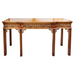Chinese Chippendale Style Parcel Gilt Walnut Console / Sofa Table