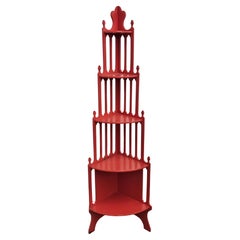 Chinesische Chippendale-Stil rot lackiert Ecke Etagere
