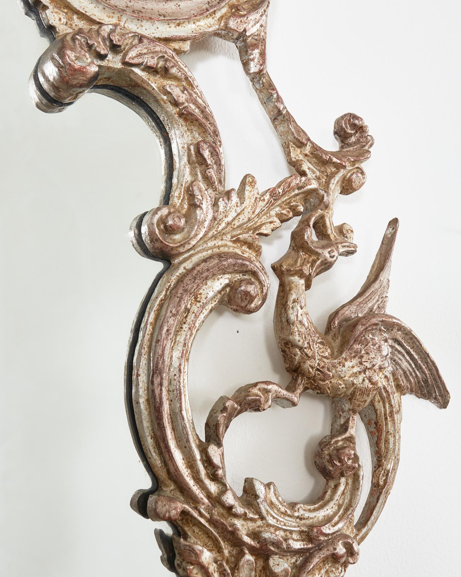 Chinese Chippendale Style Silver Gilt Pagoda Mirror with HoHo Birds 4
