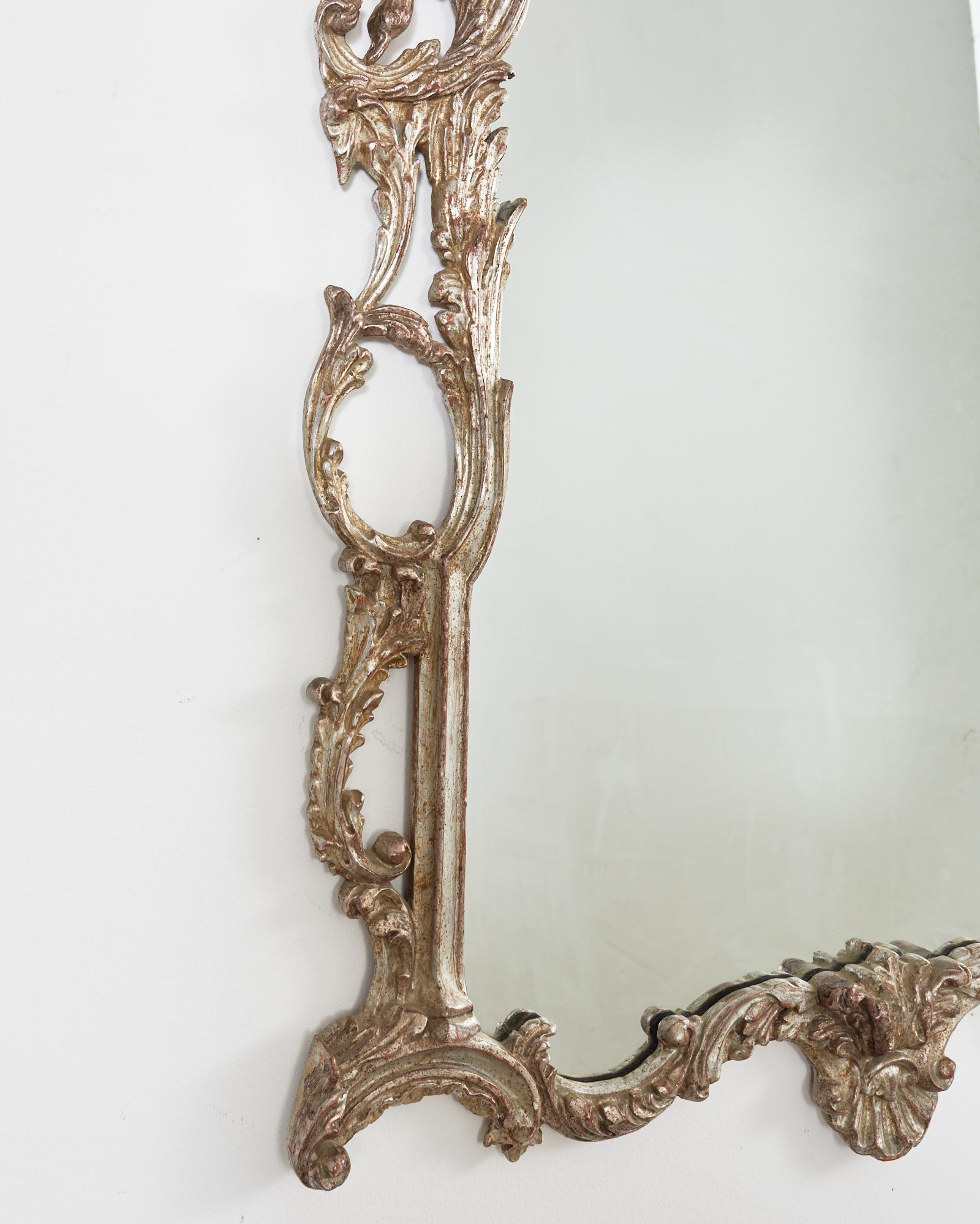 Chinese Chippendale Style Silver Gilt Pagoda Mirror with HoHo Birds For Sale 12