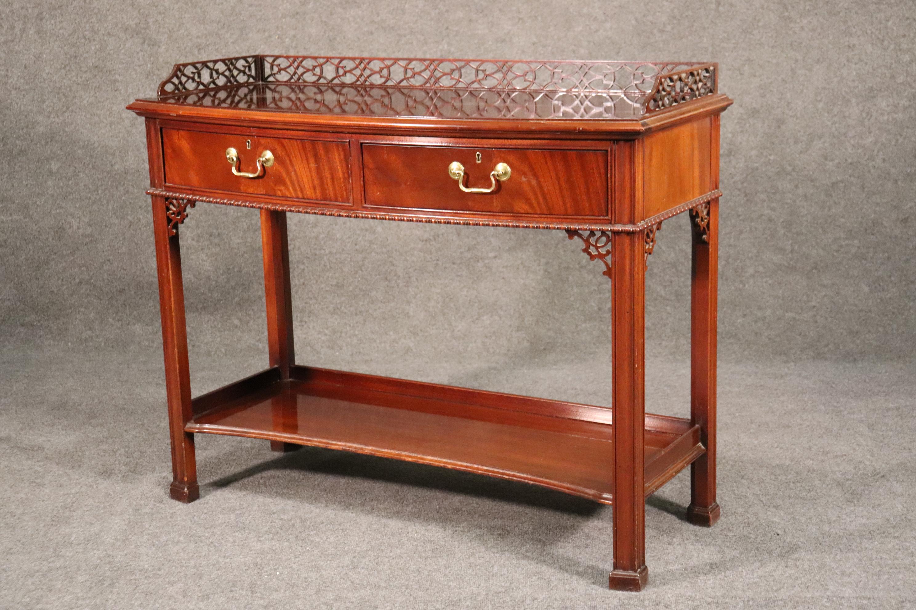 American Chinese Chippendale Style Solid Mahogany Hickory Chair Console Table