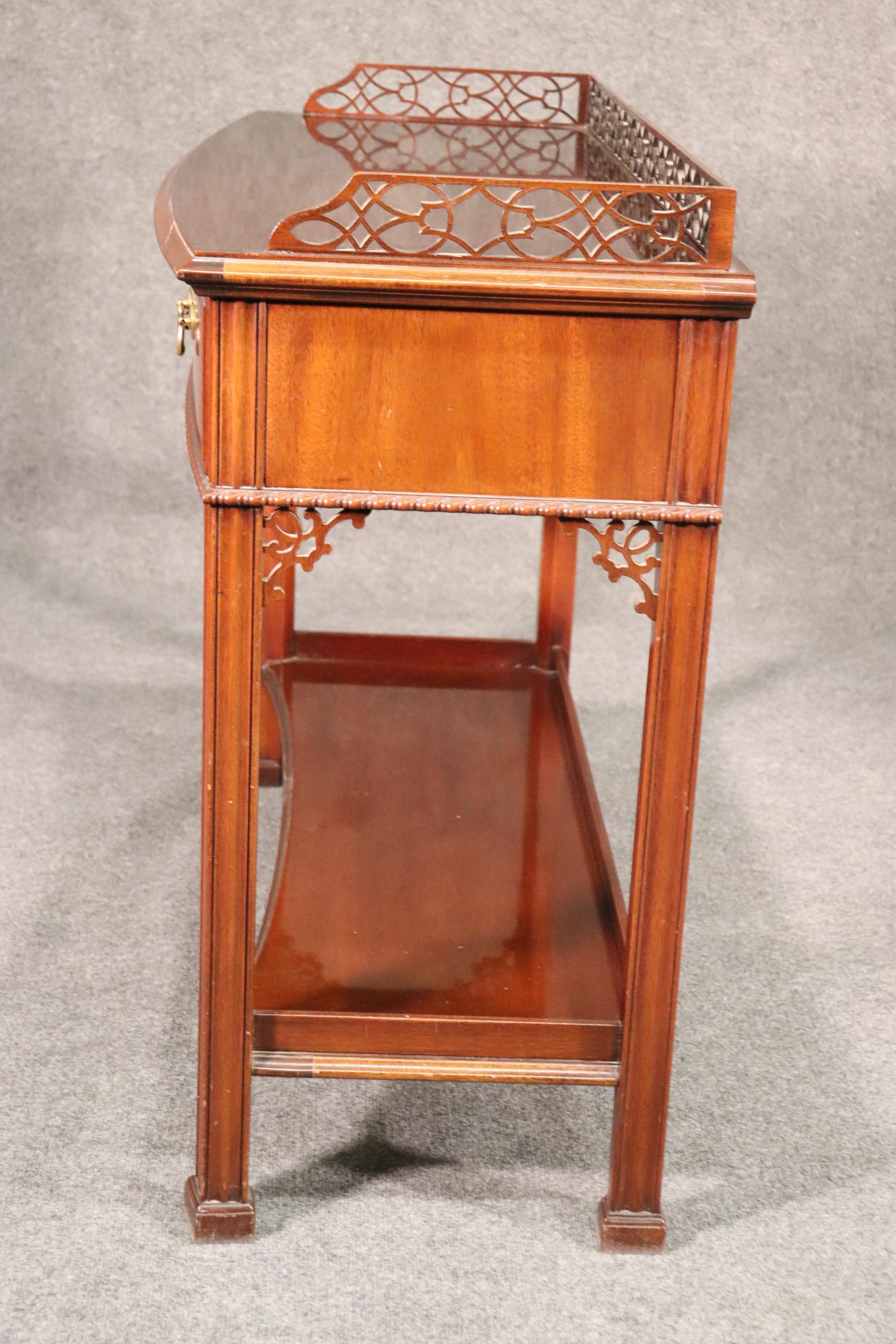 Chinese Chippendale Style Solid Mahogany Hickory Chair Console Table In Good Condition In Swedesboro, NJ