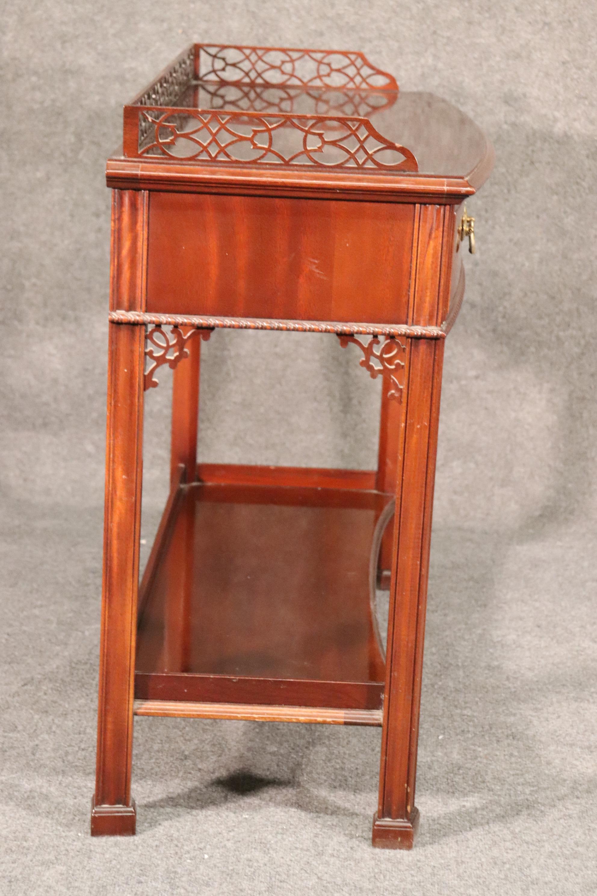 Late 20th Century Chinese Chippendale Style Solid Mahogany Hickory Chair Console Table