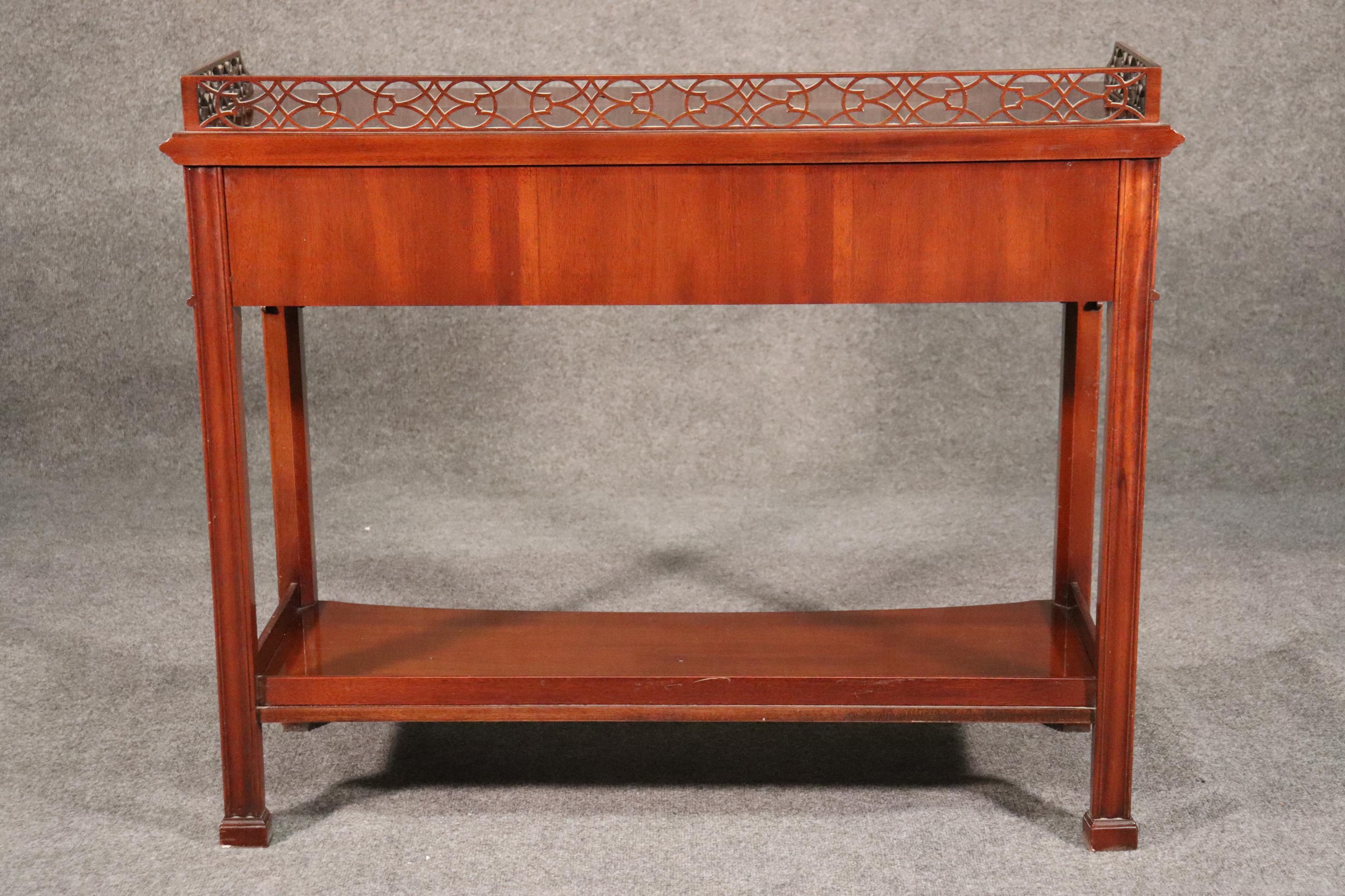 Chinese Chippendale Style Solid Mahogany Hickory Chair Console Table 4