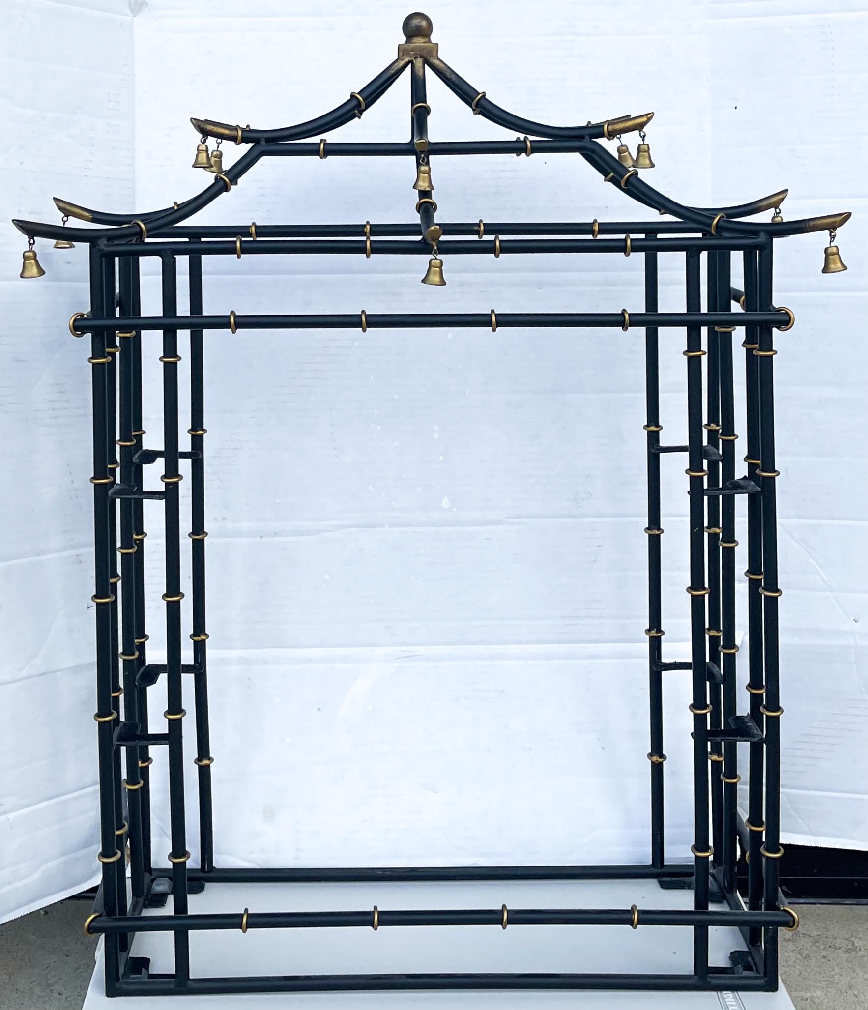 Unknown Chinese Chippendale Style Tole Pagoda Wall Shelf