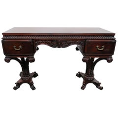 Prince of Wales Plume Base Chinese Chippendale Ladies Mahogany Vanity 