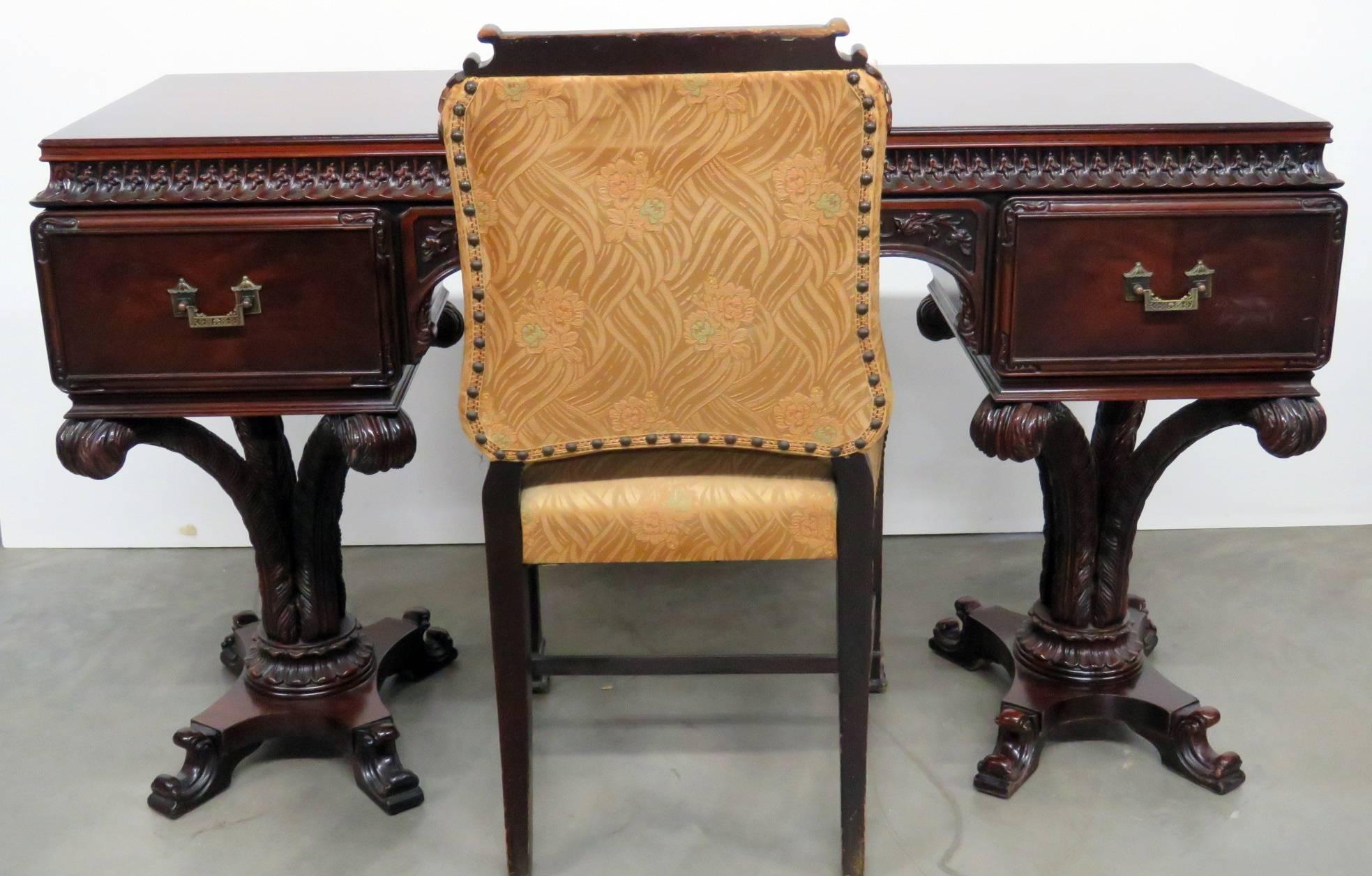 Chinese Chippendale Style Vanity with Chair 5