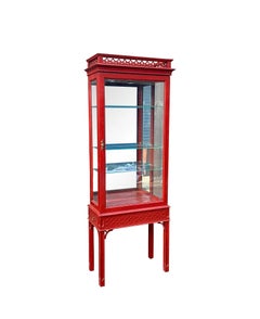 Chinese Chippendale Syle Vitrines  Cabinets Curios by Century Furniture - Pair