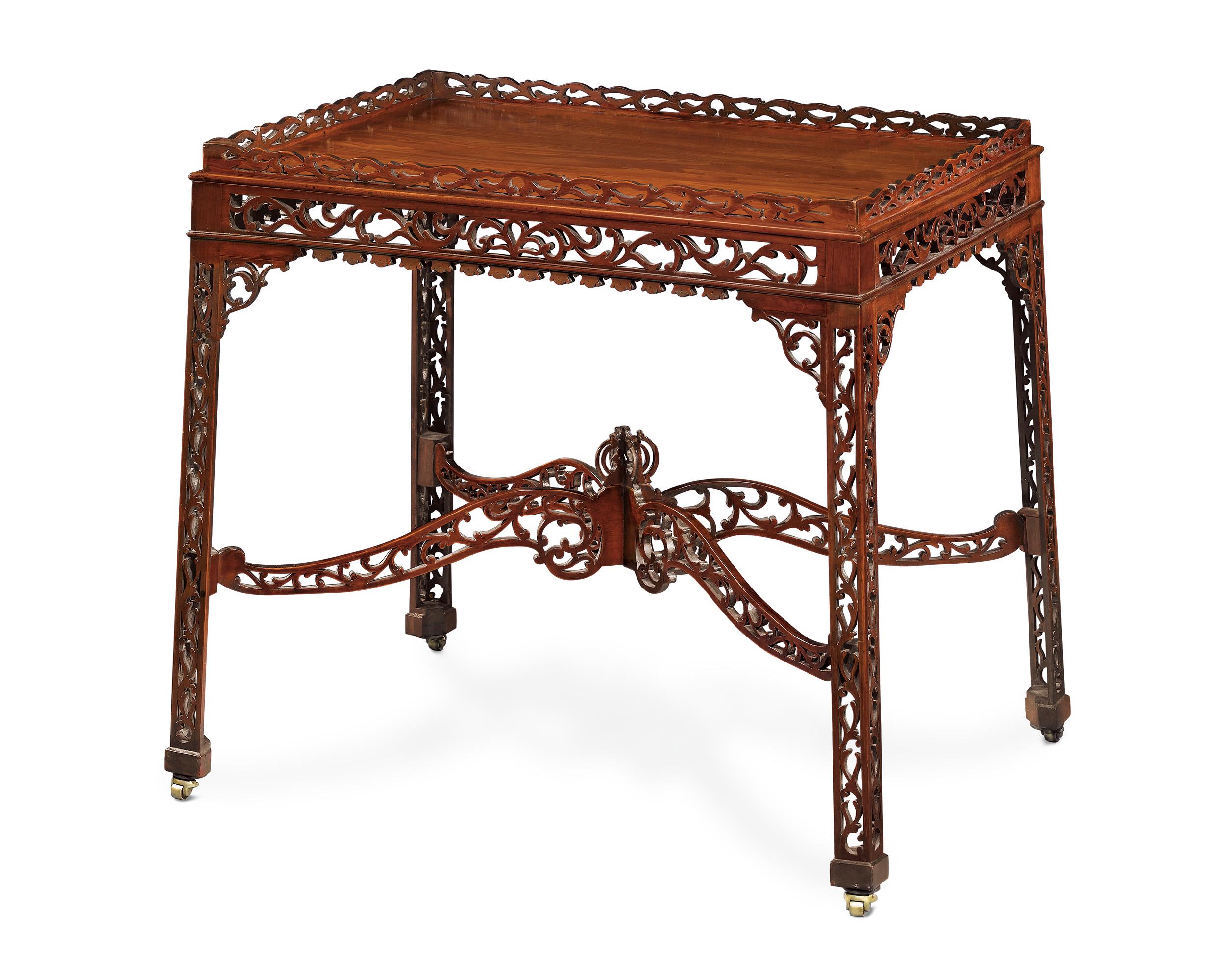 English Chinese Chippendale Tea Table For Sale