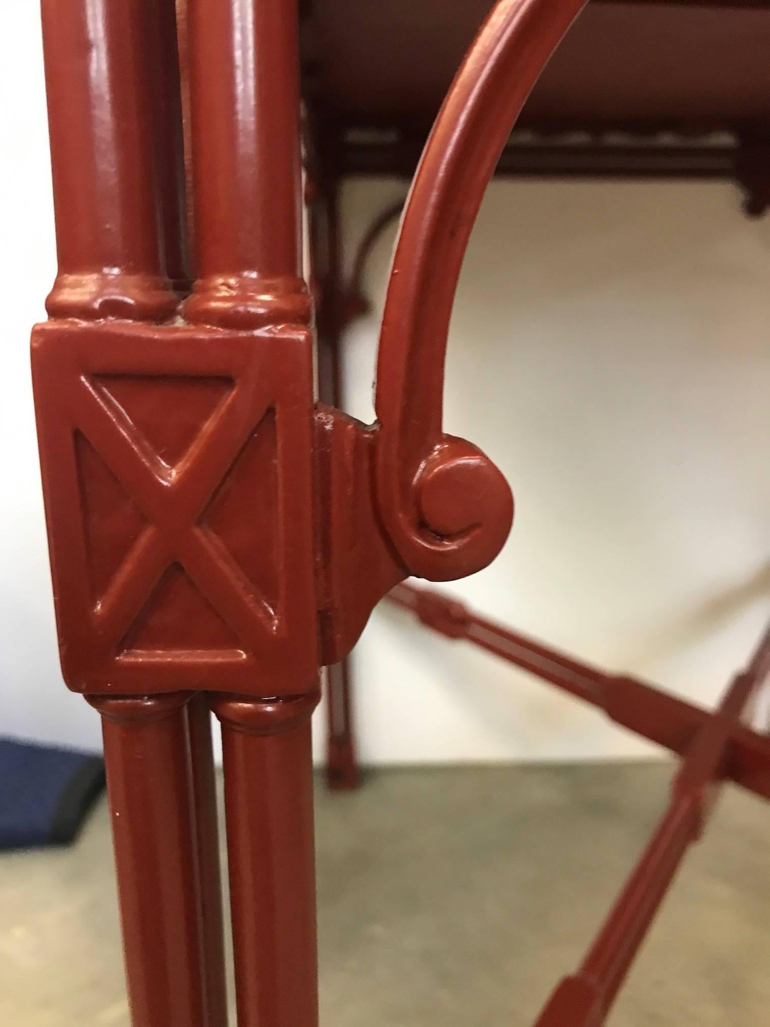 Mahogany Chinese Chippendale Tea Table in Cinnabar Red