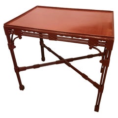 Chinese Chippendale Tea Table in Cinnabar Red