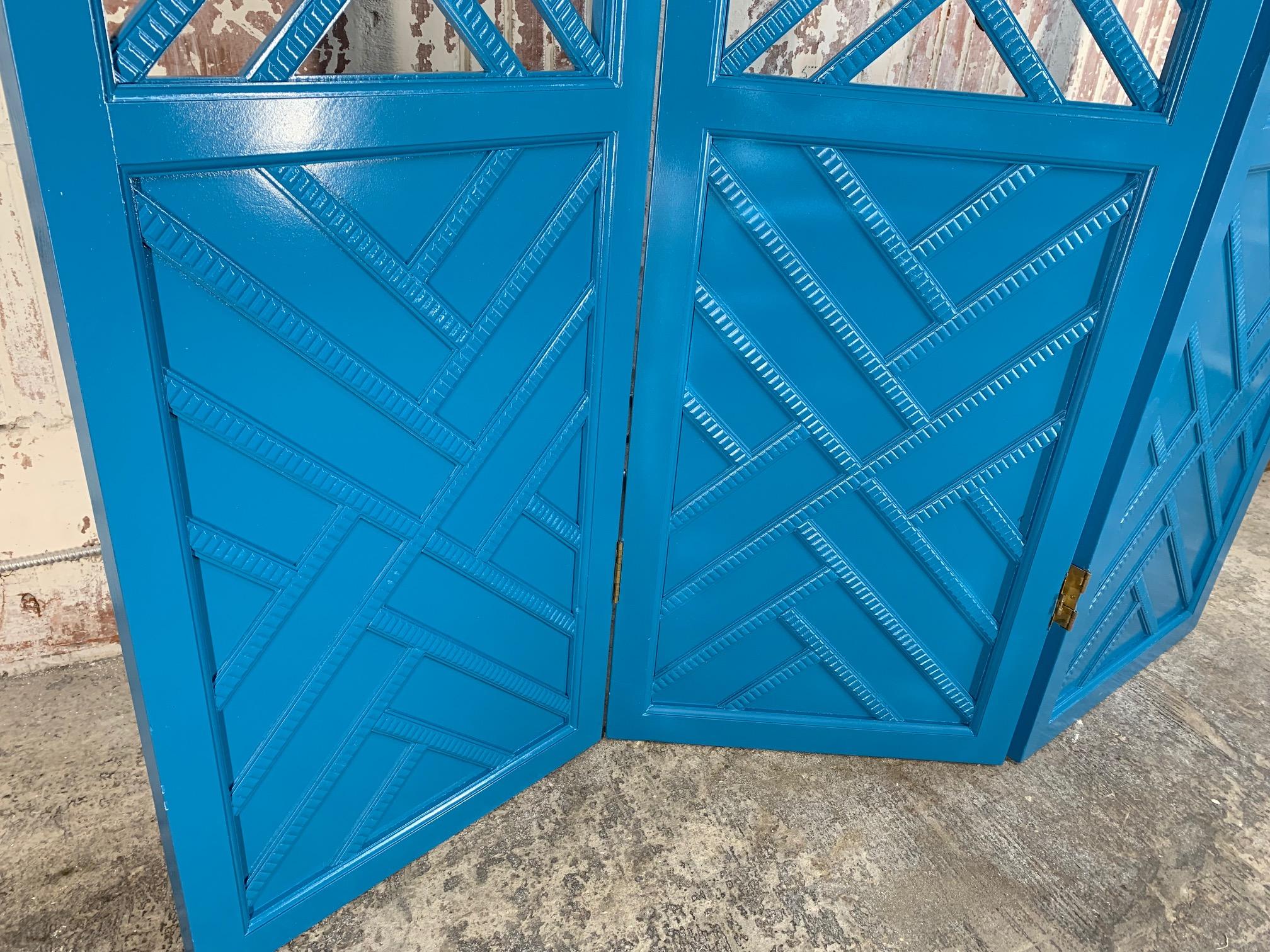 Late 20th Century Chinese Chippendale Three-Panel Room Divider Screen