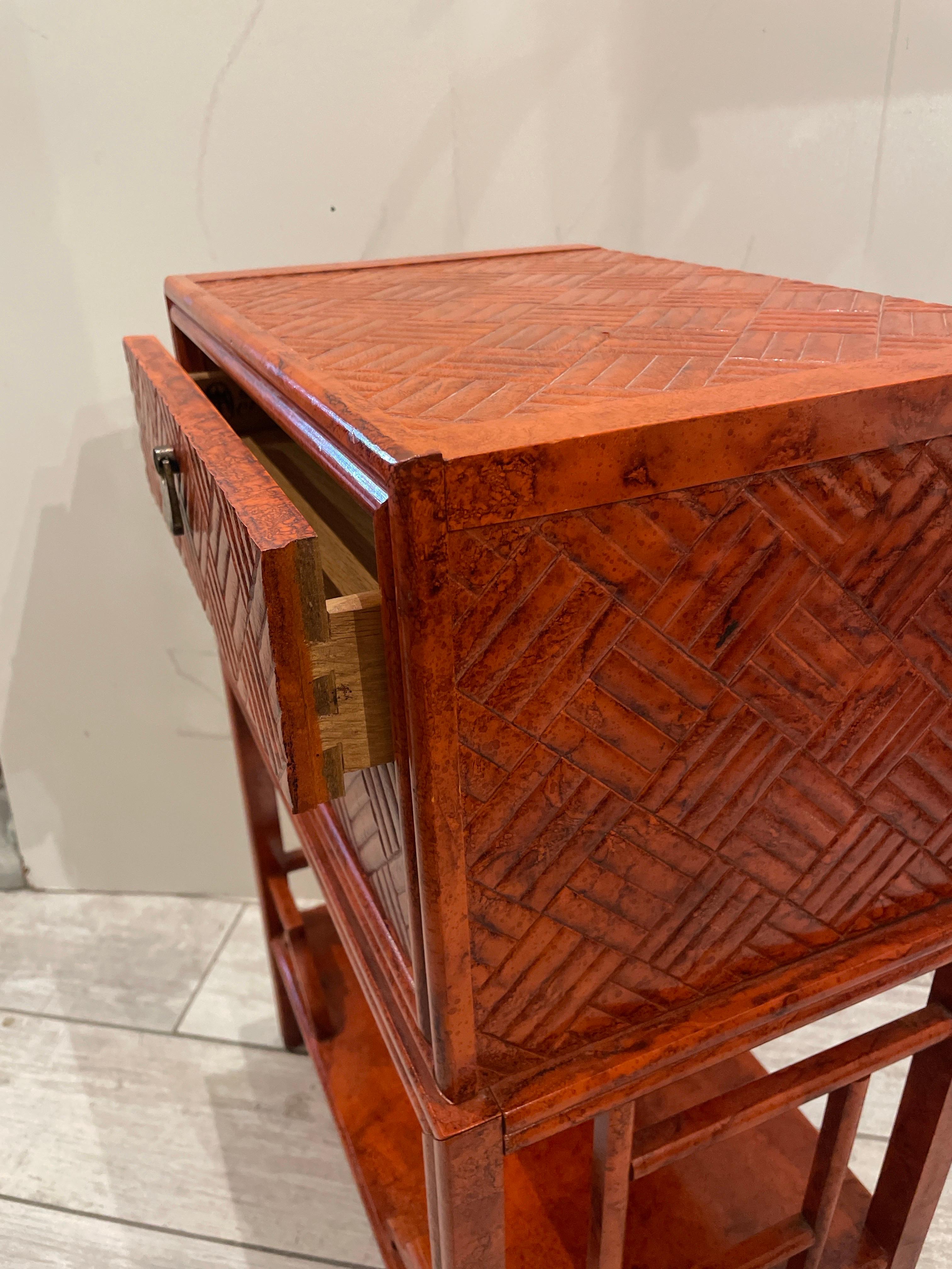 Chinese Chippendale Two Drawer Side Table For Sale 5