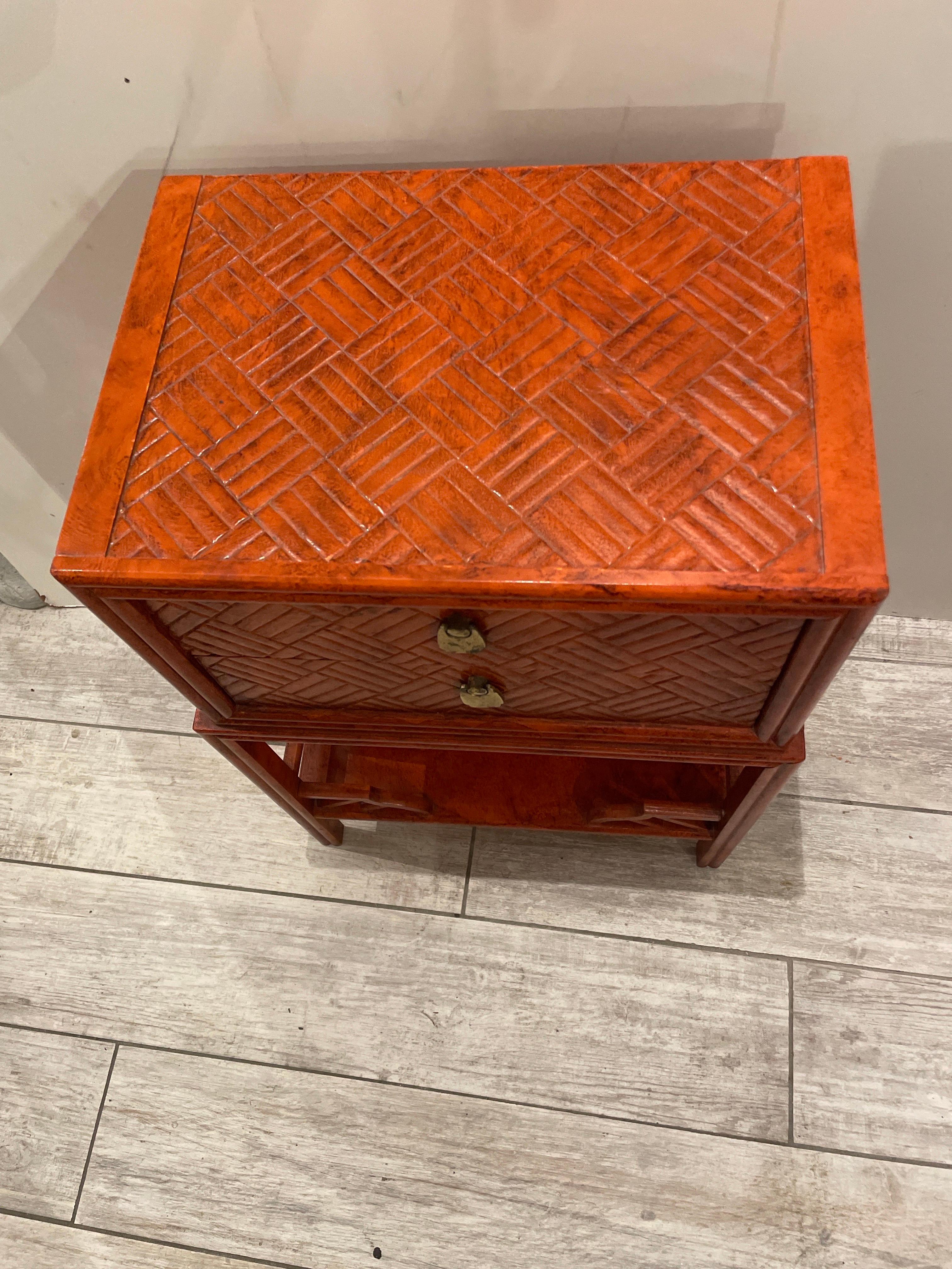 American Chinese Chippendale Two Drawer Side Table For Sale