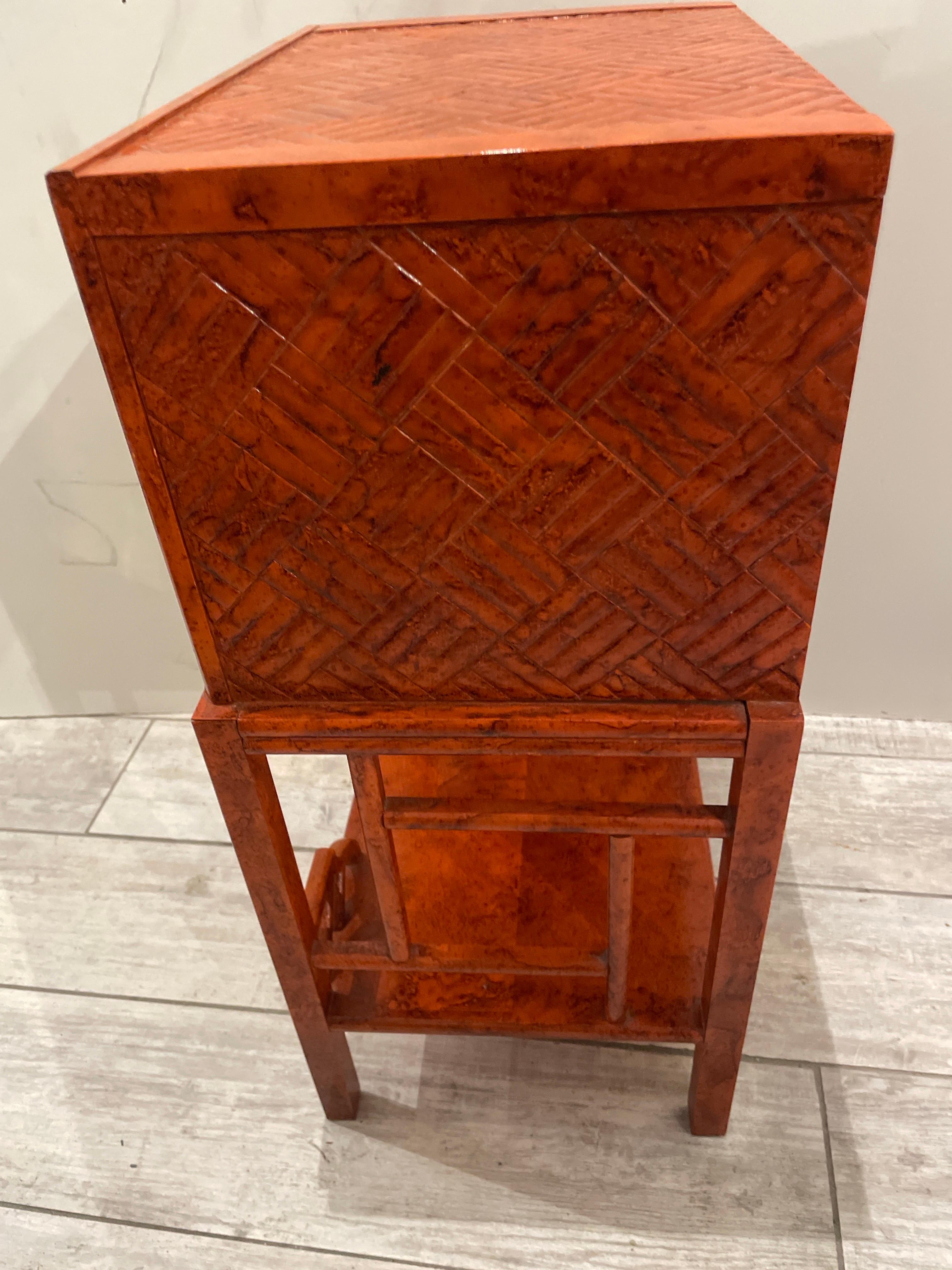 Chinese Chippendale Two Drawer Side Table In Good Condition For Sale In West Palm Beach, FL