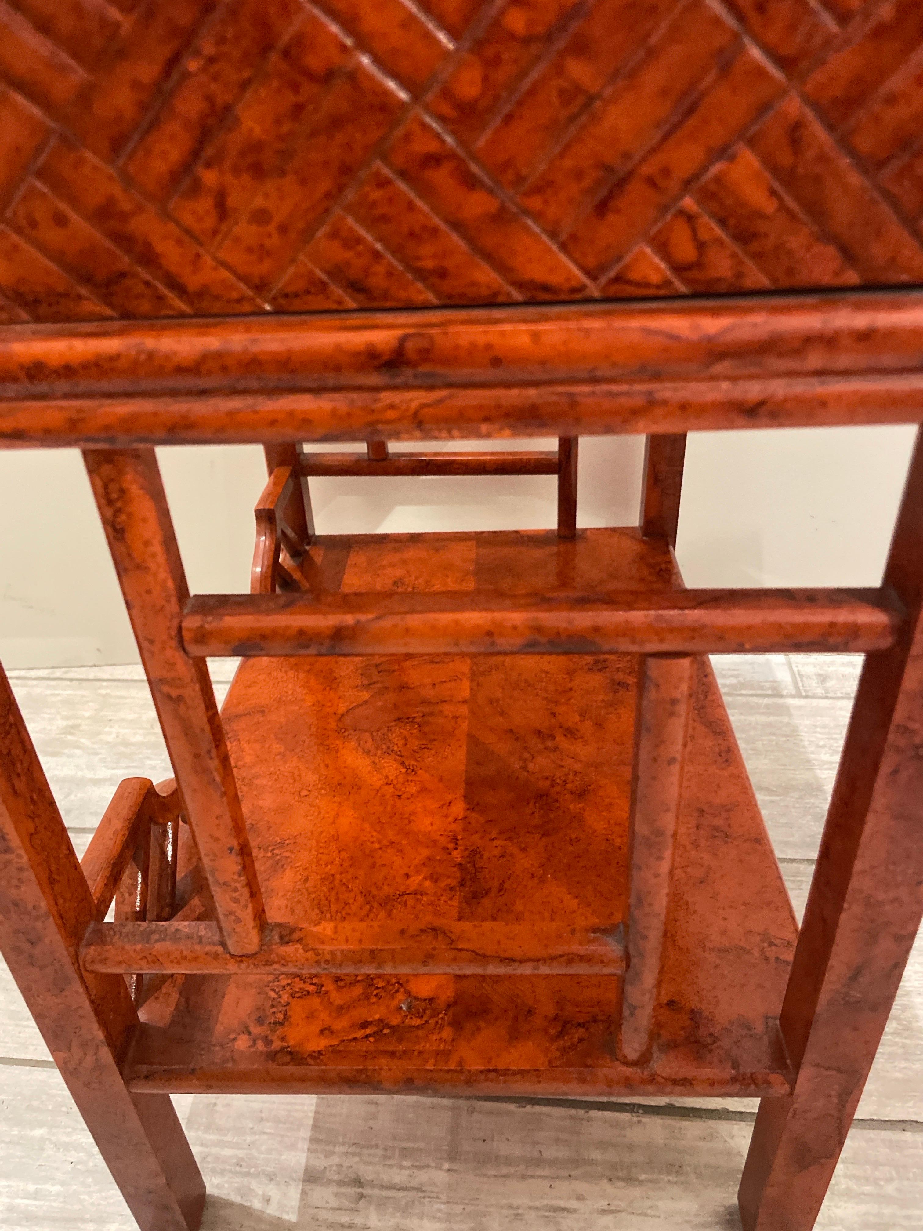 20th Century Chinese Chippendale Two Drawer Side Table For Sale