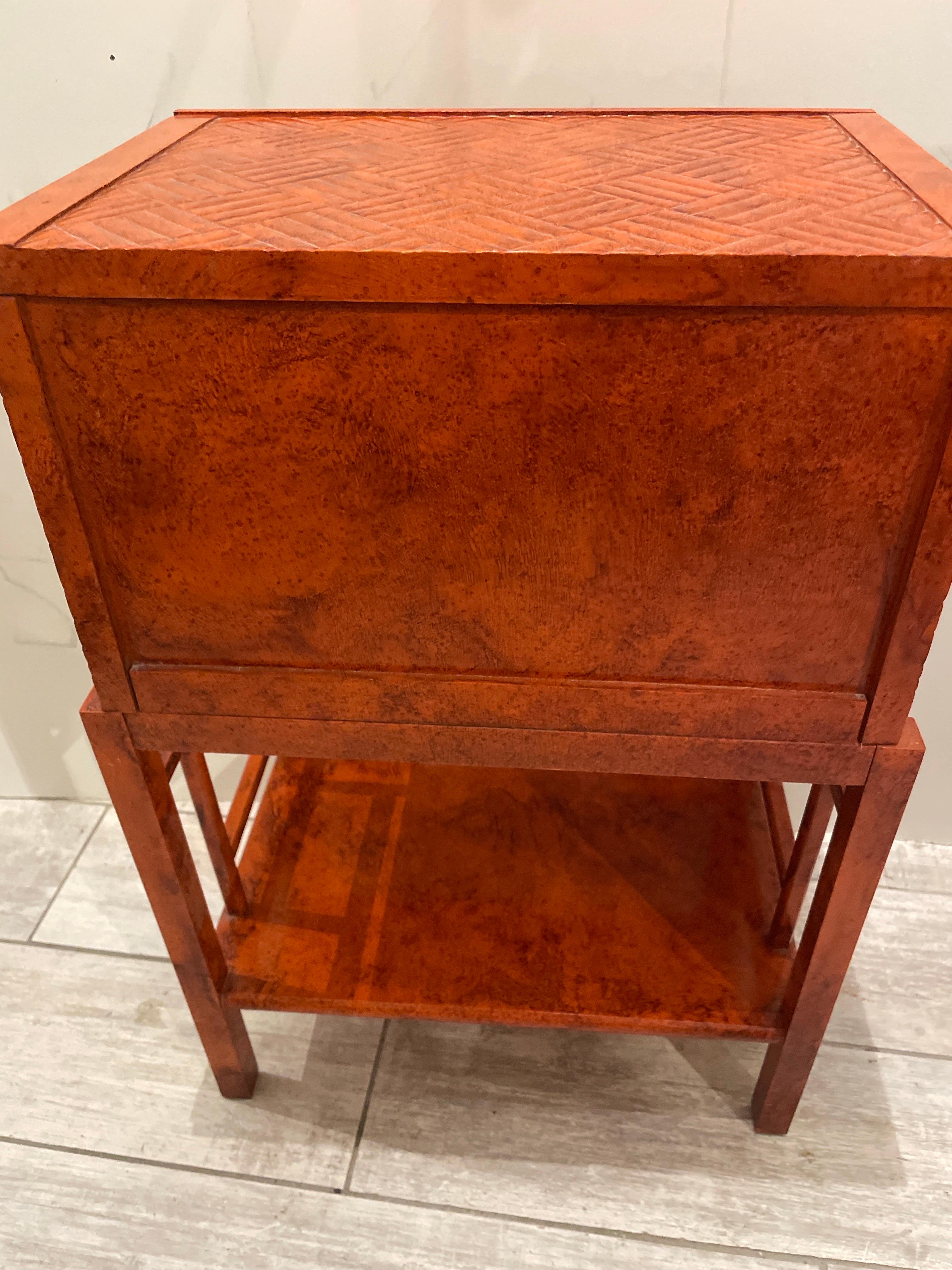 Wood Chinese Chippendale Two Drawer Side Table For Sale