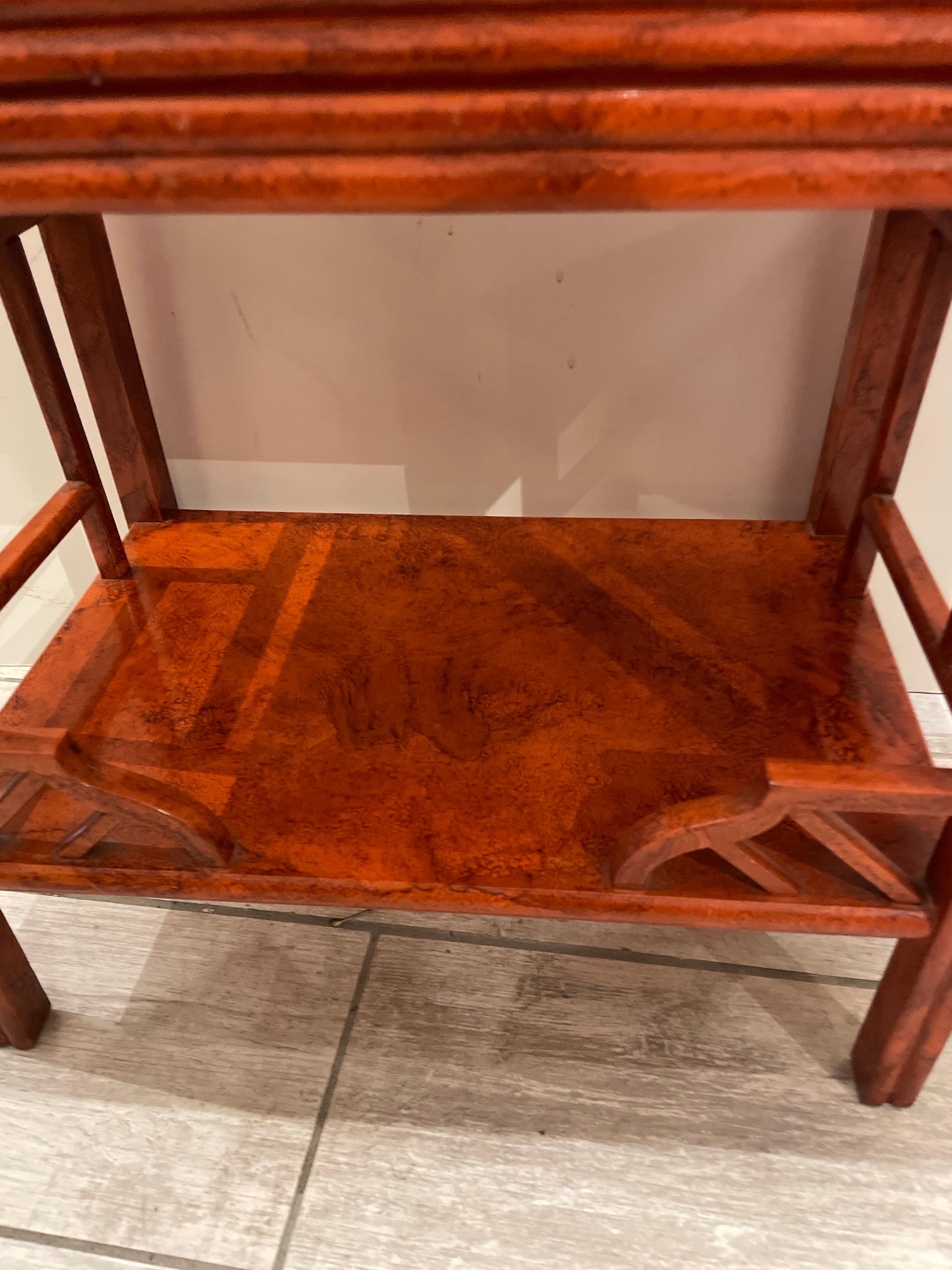 Chinese Chippendale Two Drawer Side Table For Sale 3