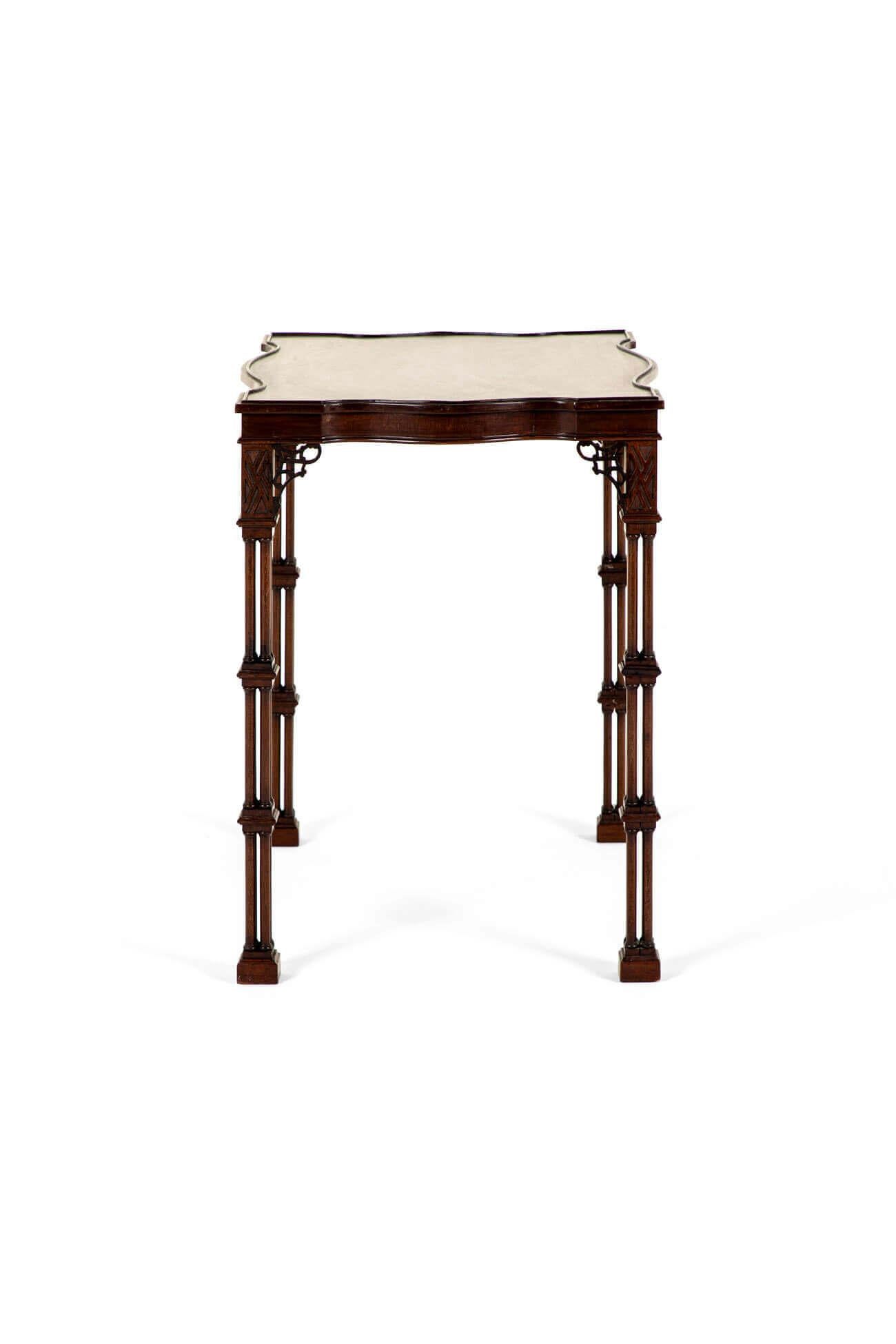 Hand-Carved Chinese Chippendale Victorian Silver Table For Sale