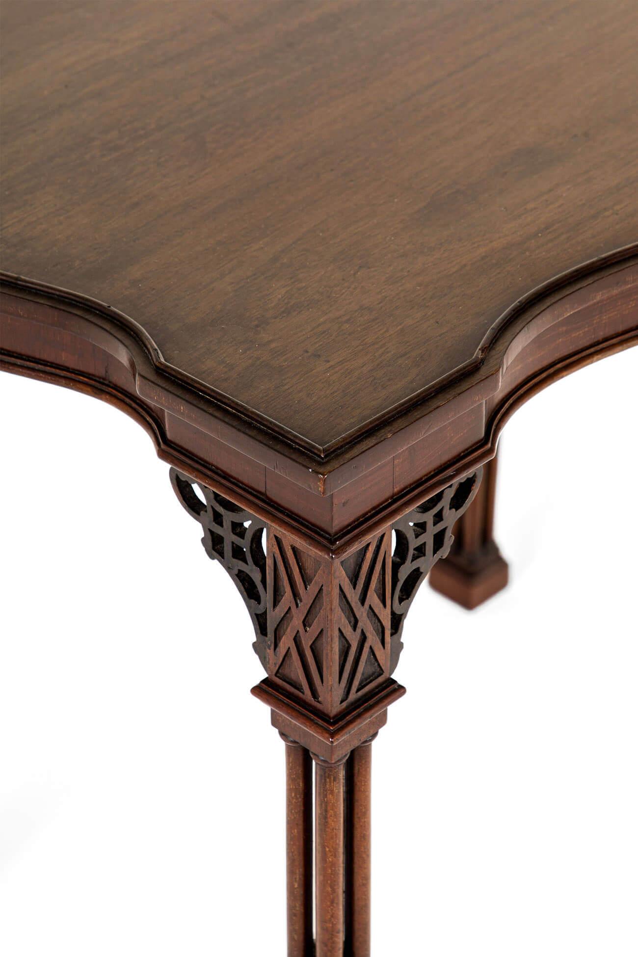 Mahogany Chinese Chippendale Victorian Silver Table For Sale