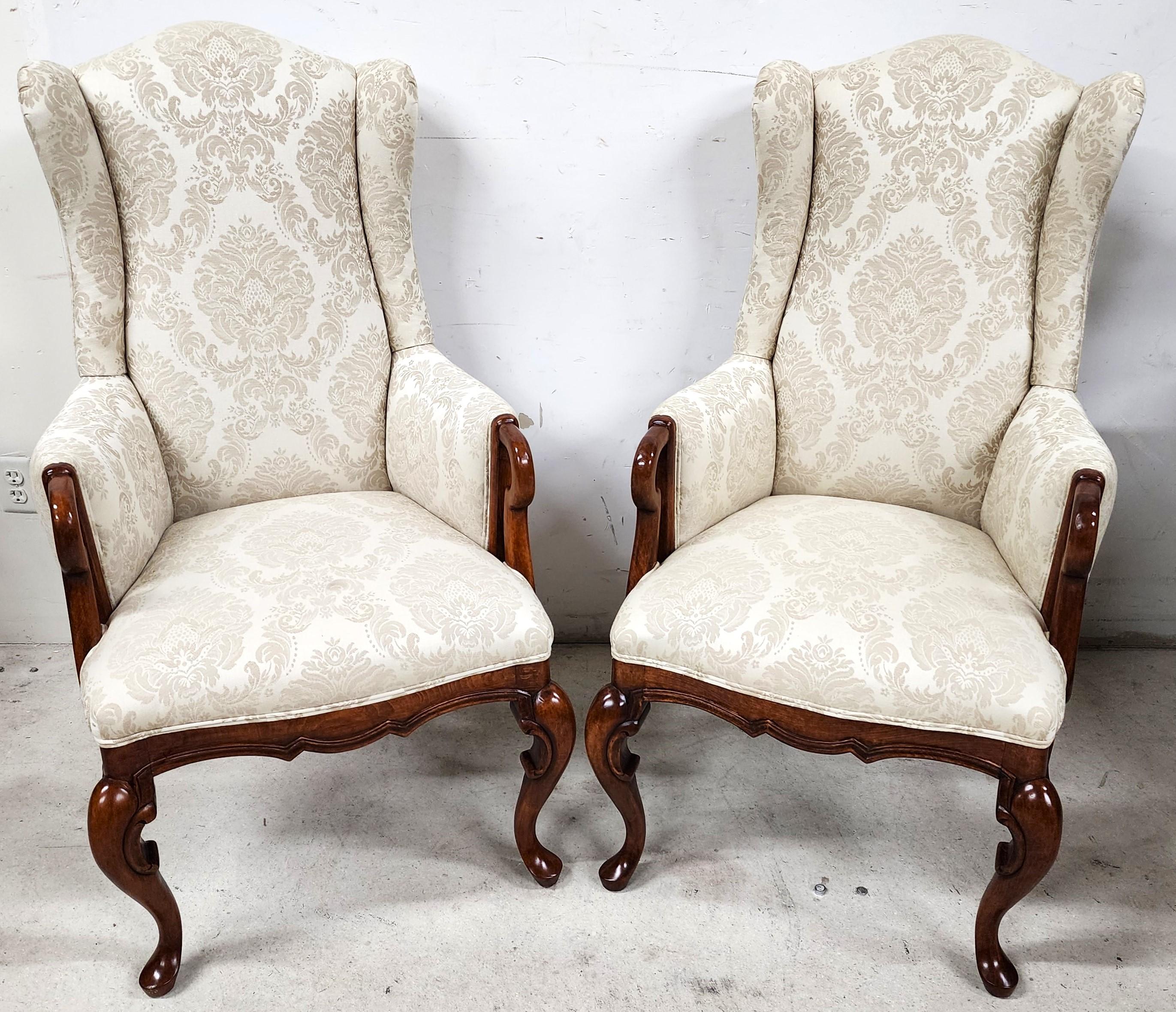 For FULL item description click on CONTINUE READING at the bottom of this page.

Offering One Of Our Recent Palm Beach Estate Fine Furniture Acquisitions Of A
Pair of Fabulous Chinese Chippendale Wingback Armchairs by BAU Furniture of