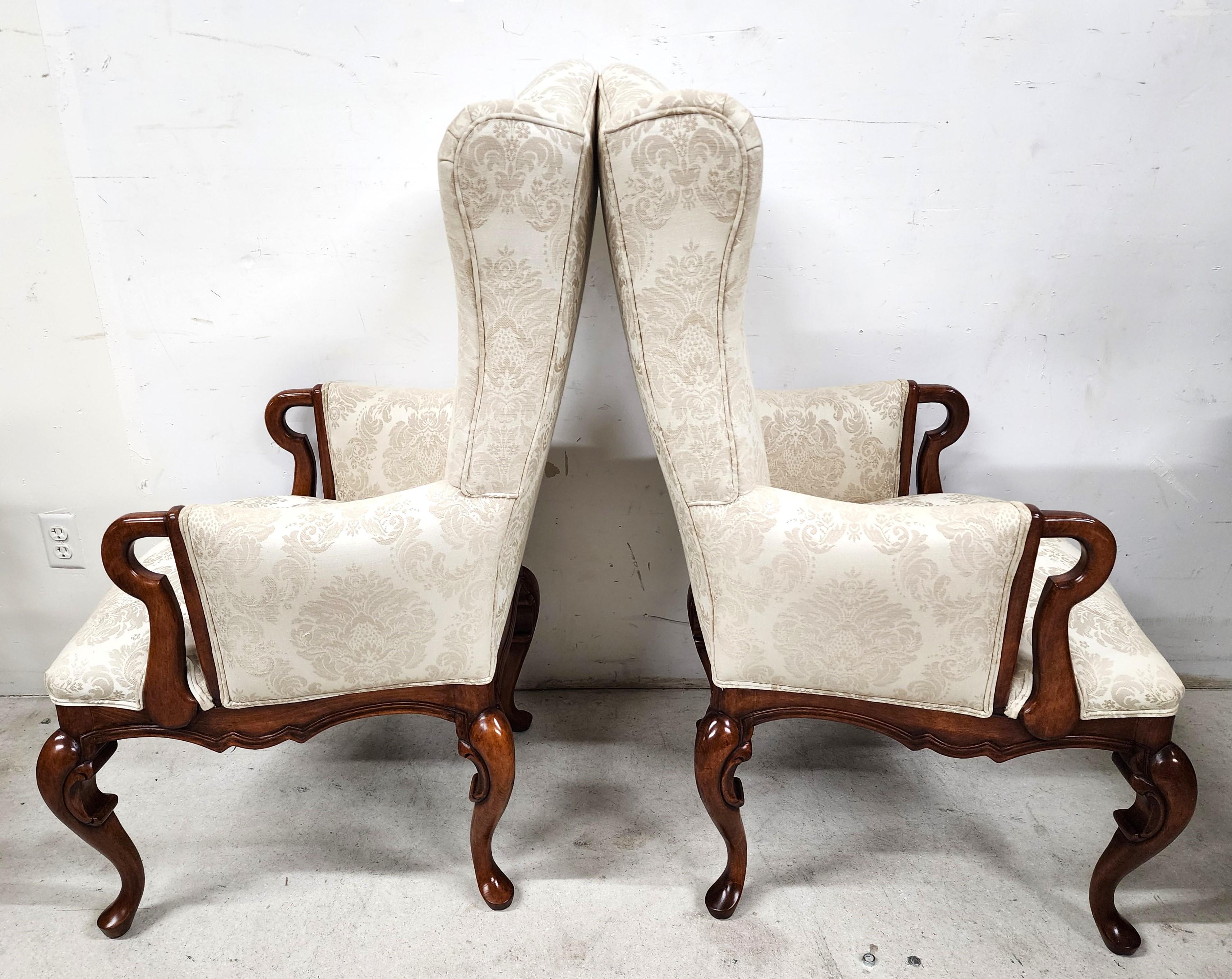 Chinese Chippendale Wingback Armchairs In Good Condition For Sale In Lake Worth, FL