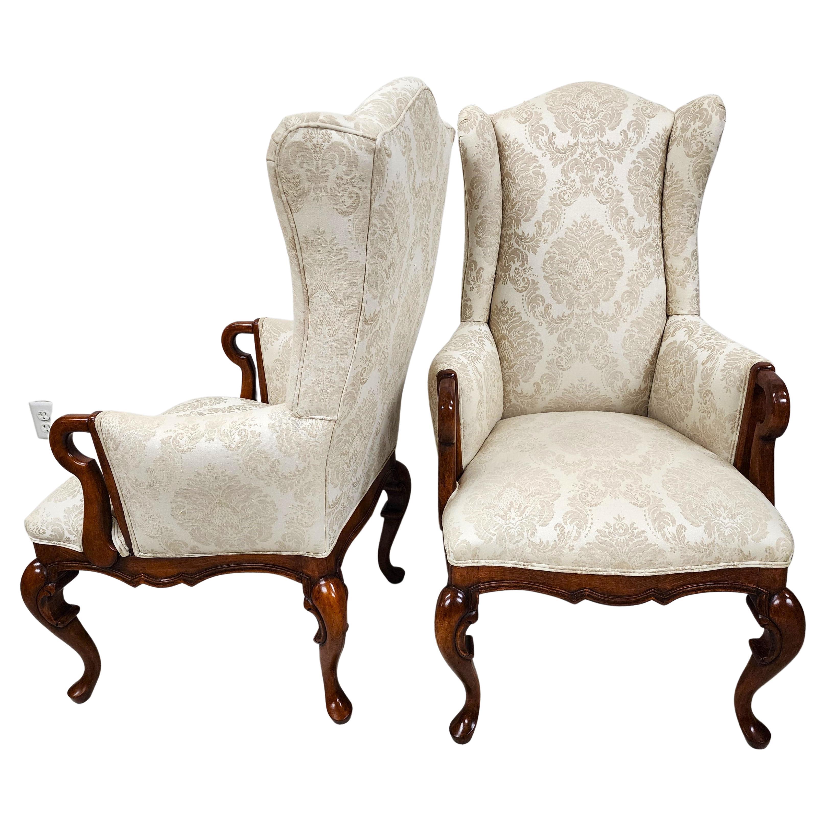 Chinese Chippendale Wingback Armchairs For Sale