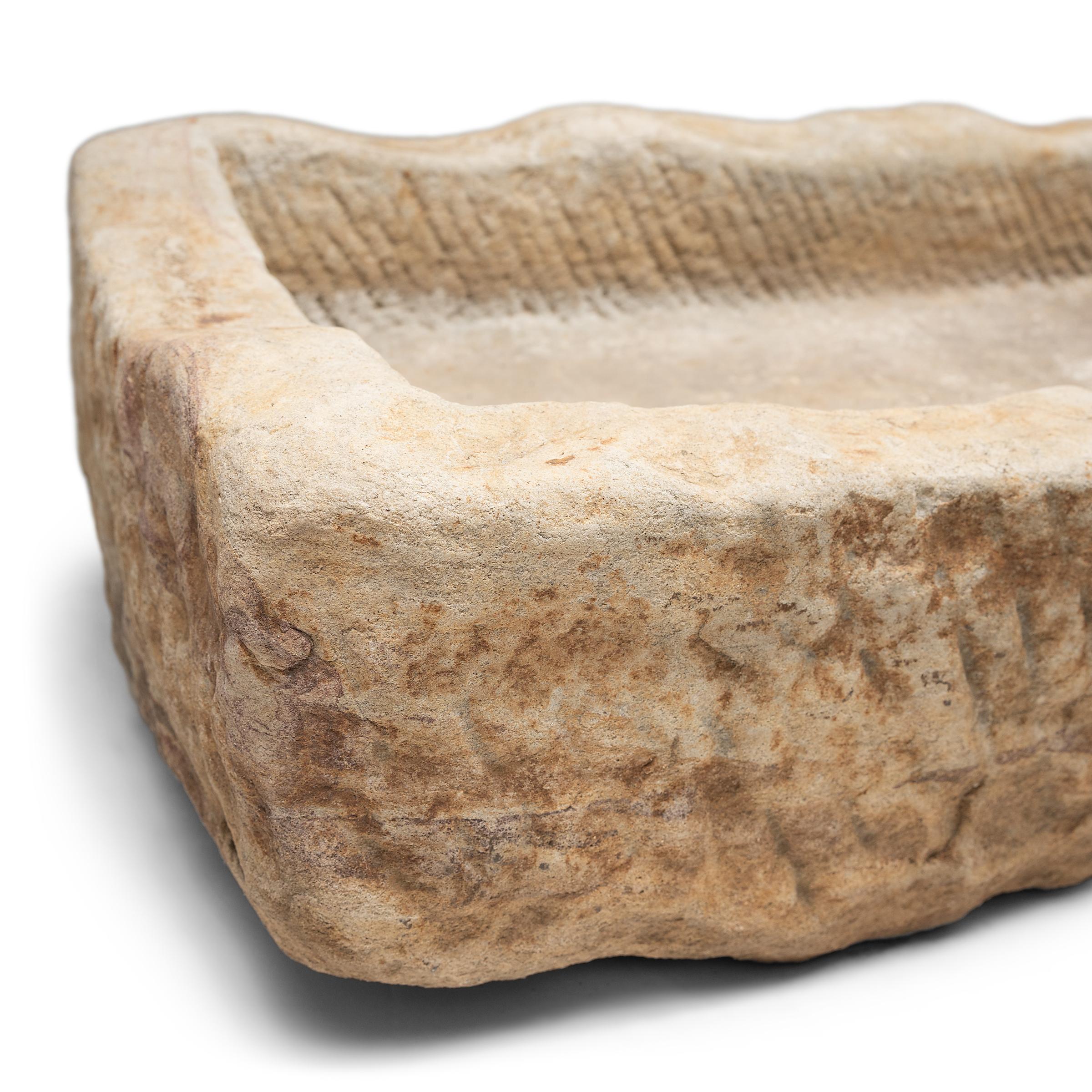 Chinese Chiseled Stone Trough, circa  1900 For Sale 1