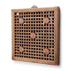 Chinese Chrysanthemum Lattice Window Mirror, circa 1900