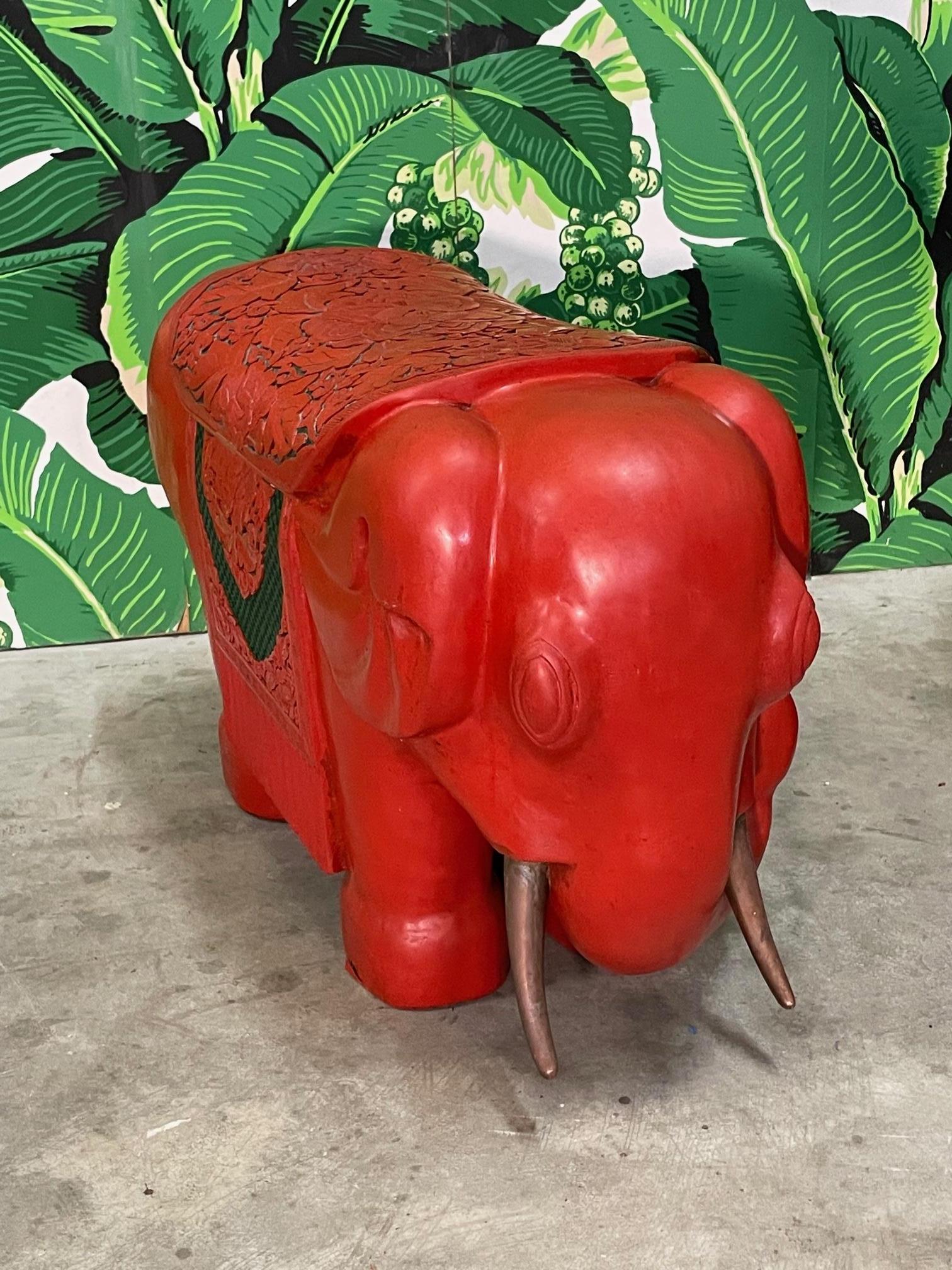 Chinese Cinabar Elephant Garden Stools For Sale at 1stDibs