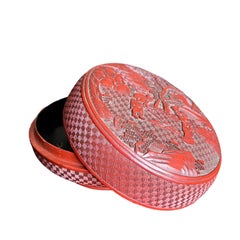 Chinese Cinabar Lacquer Hand Carved Box, China, Qing Dynasty 19th c.