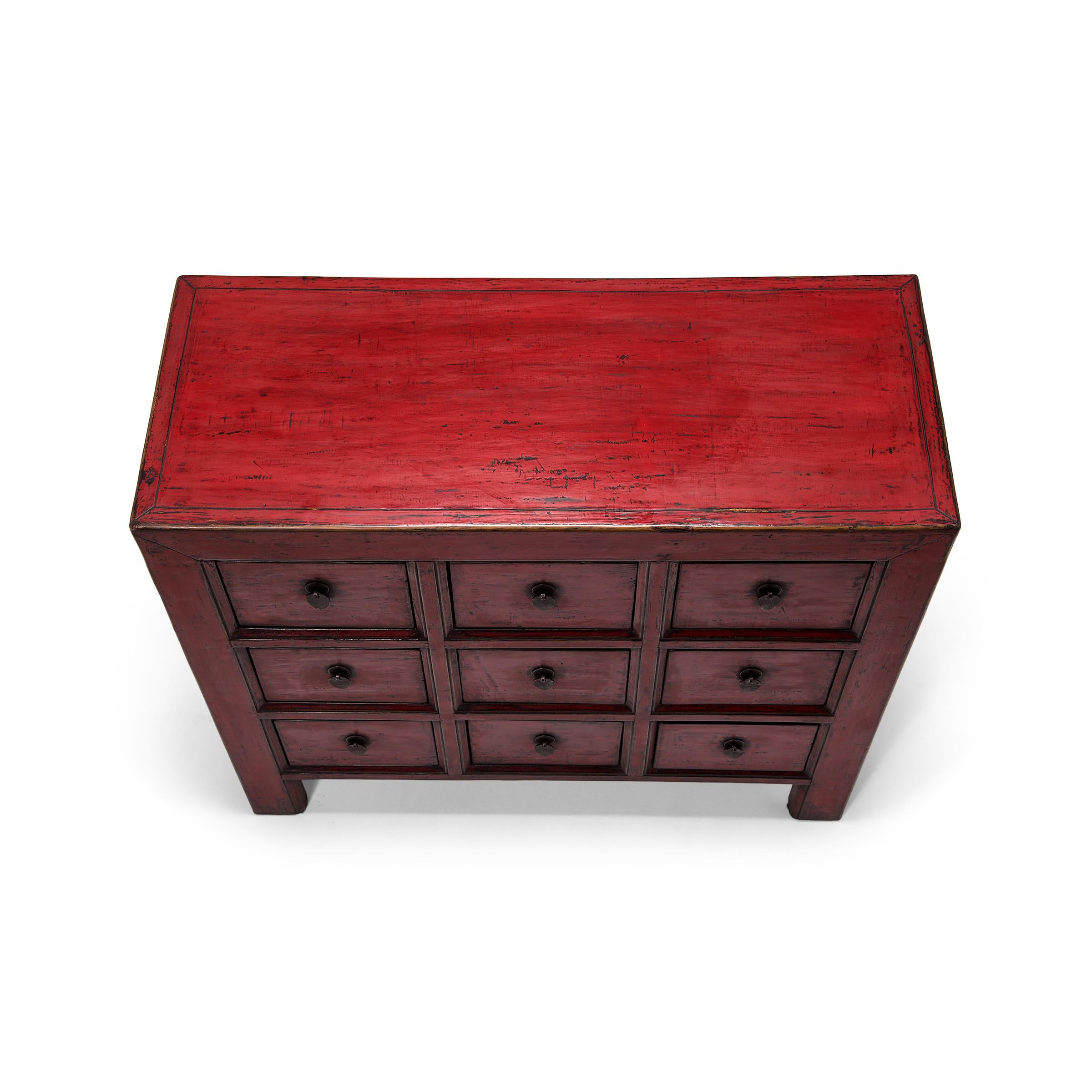 Brass Chinese Cinnabar Apothecary Chest