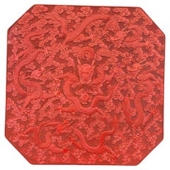 Antique Chinese Cinnabar Box with 13 Dragons