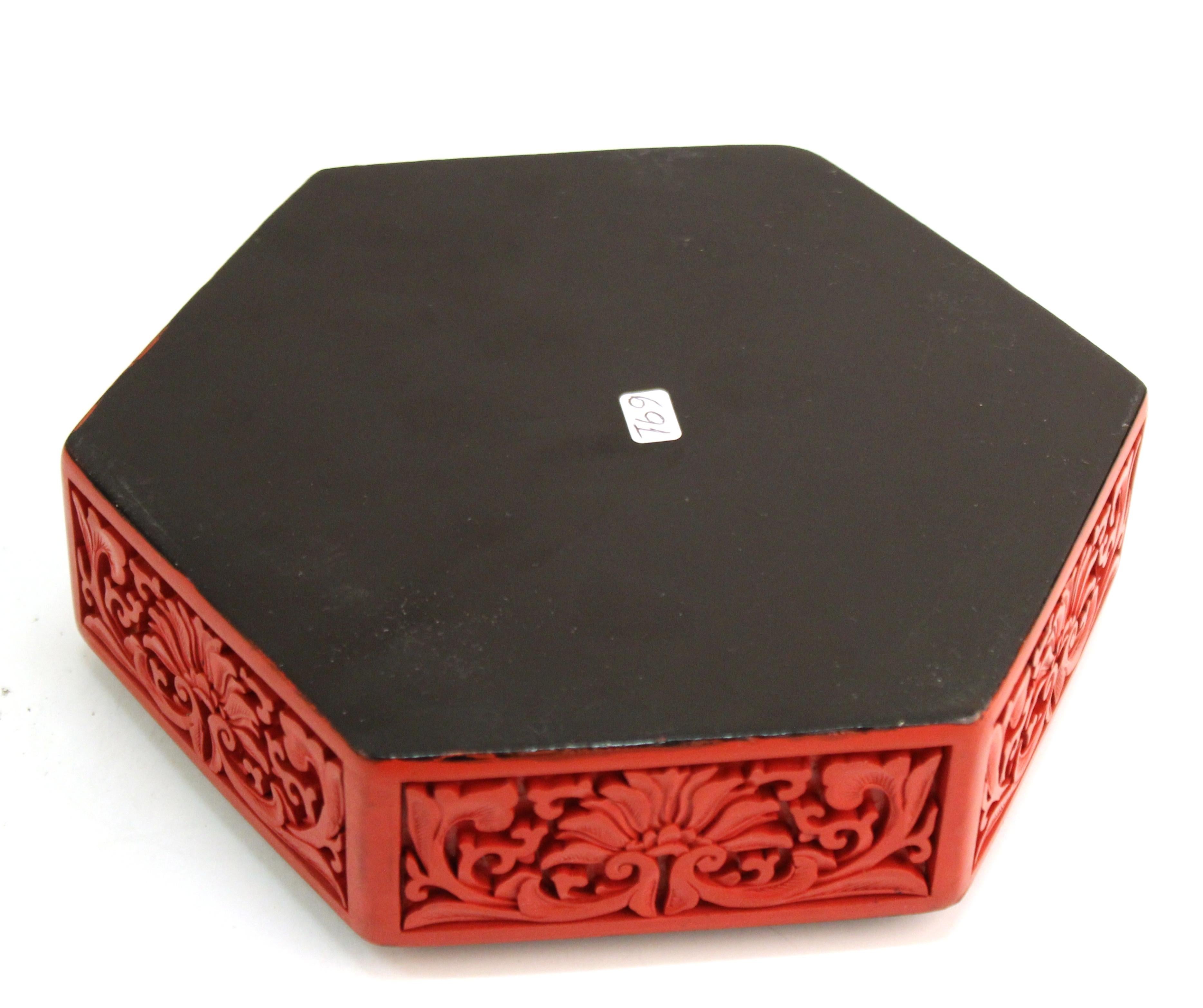 Lacquer Chinese Cinnabar Box with Dragon Motif