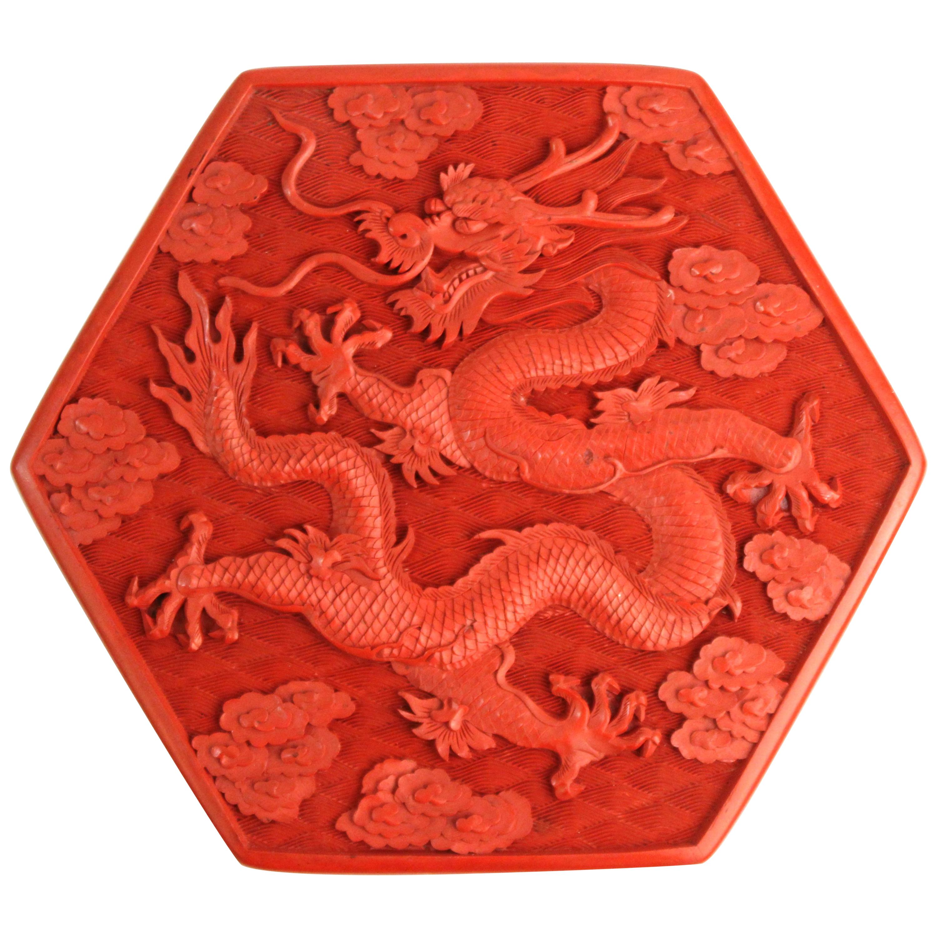 Chinese Cinnabar Box with Dragon Motif