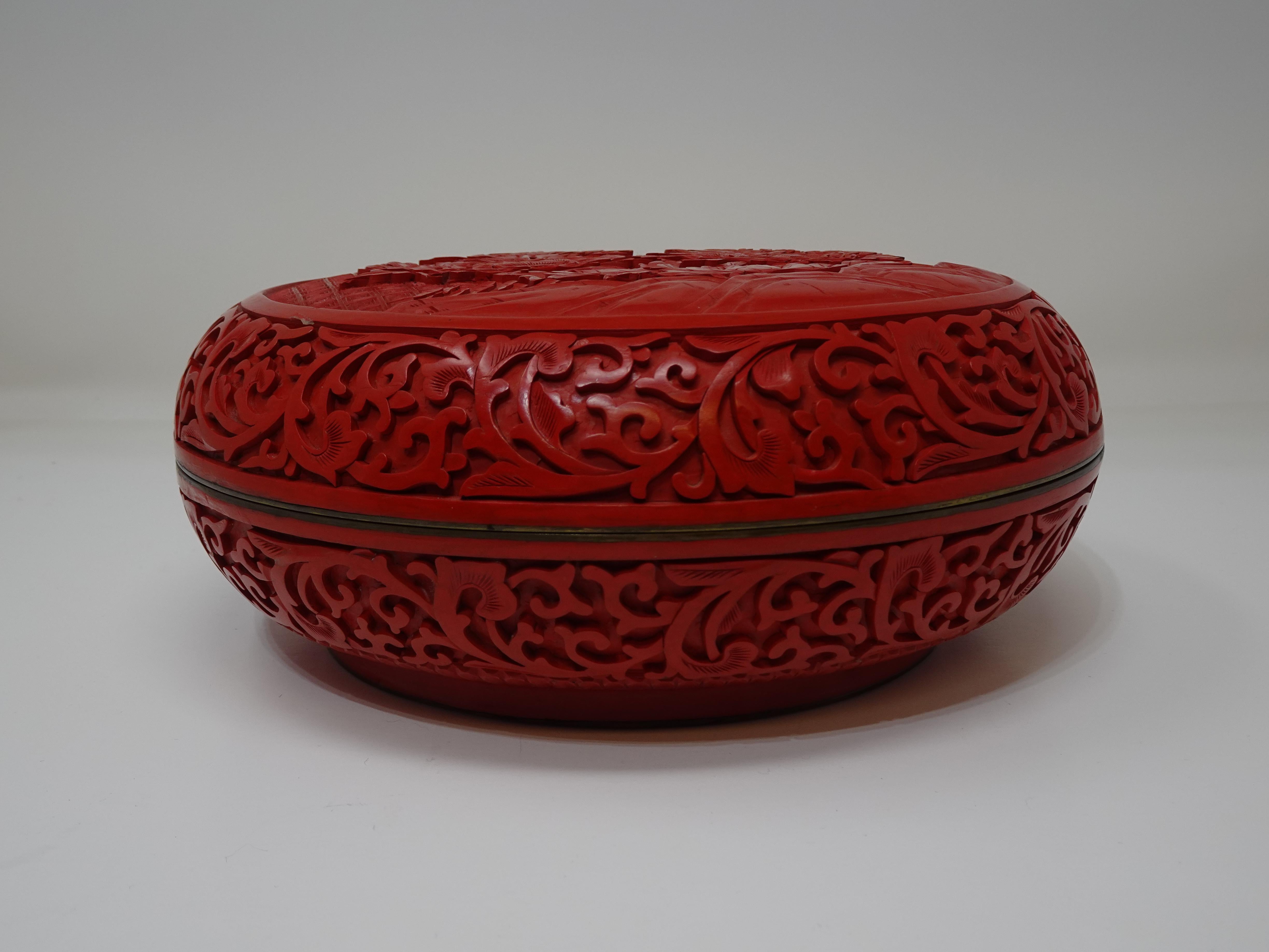 Chinese Cinnabar Chrysanthemum Box 3