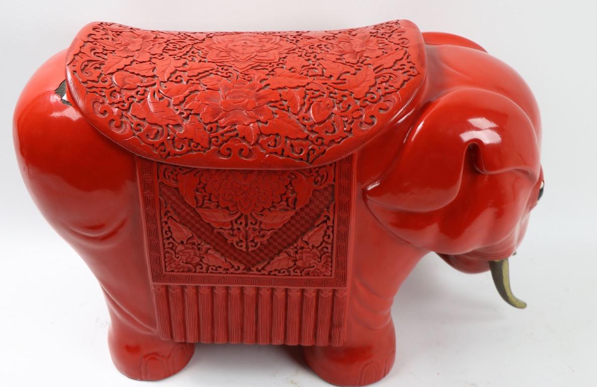 Chinese Cinnabar Elephant For Sale 4