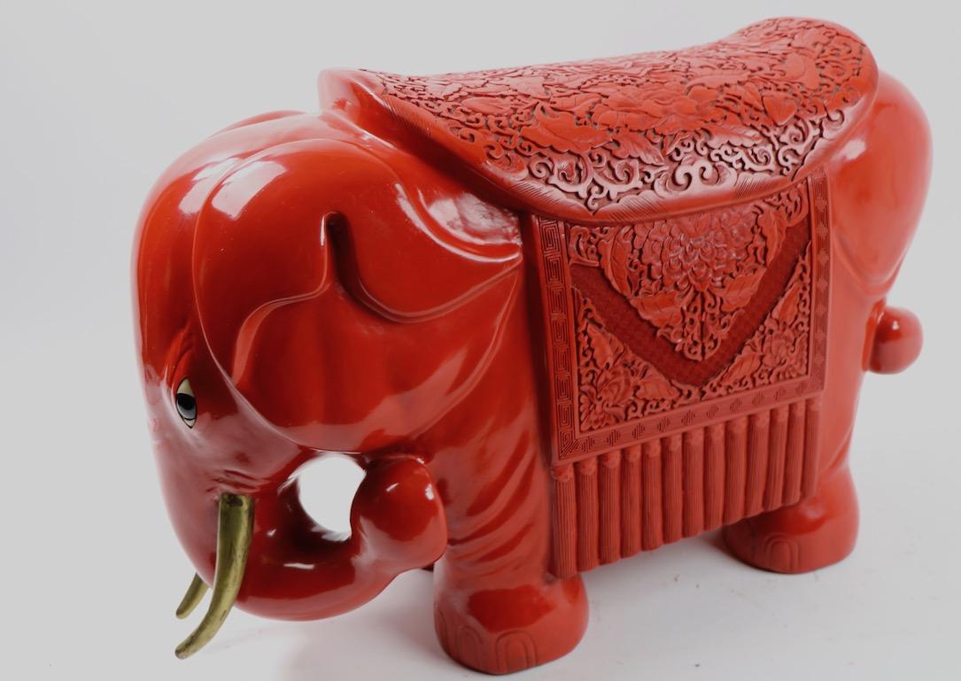 Chinese Cinnabar Elephant For Sale 8