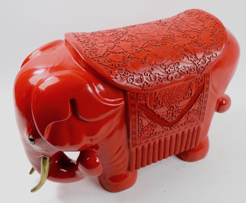 Chinese Cinnabar Elephant For Sale 9