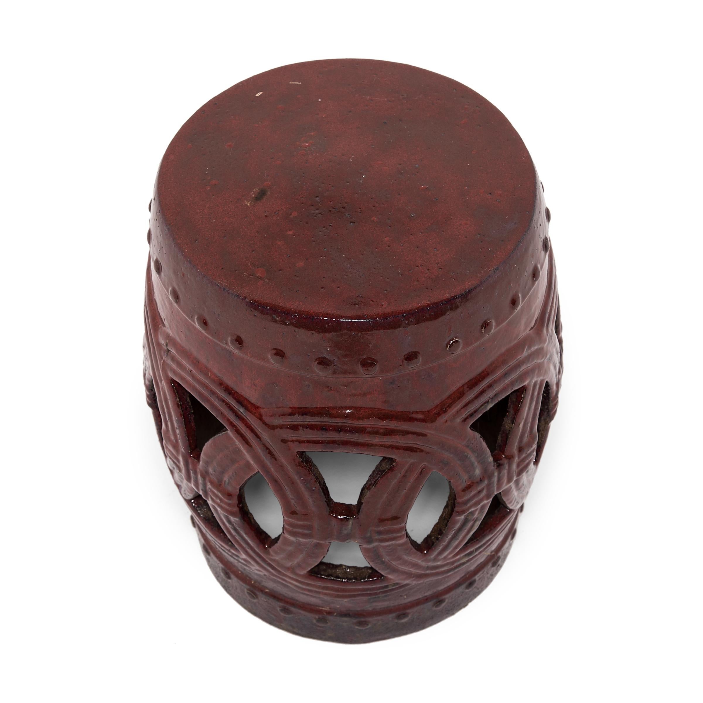 Qing Chinese Cinnabar Glazed Garden Stool