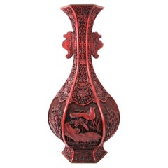 Antique Chinese Cinnabar Lacquer Vase                                            