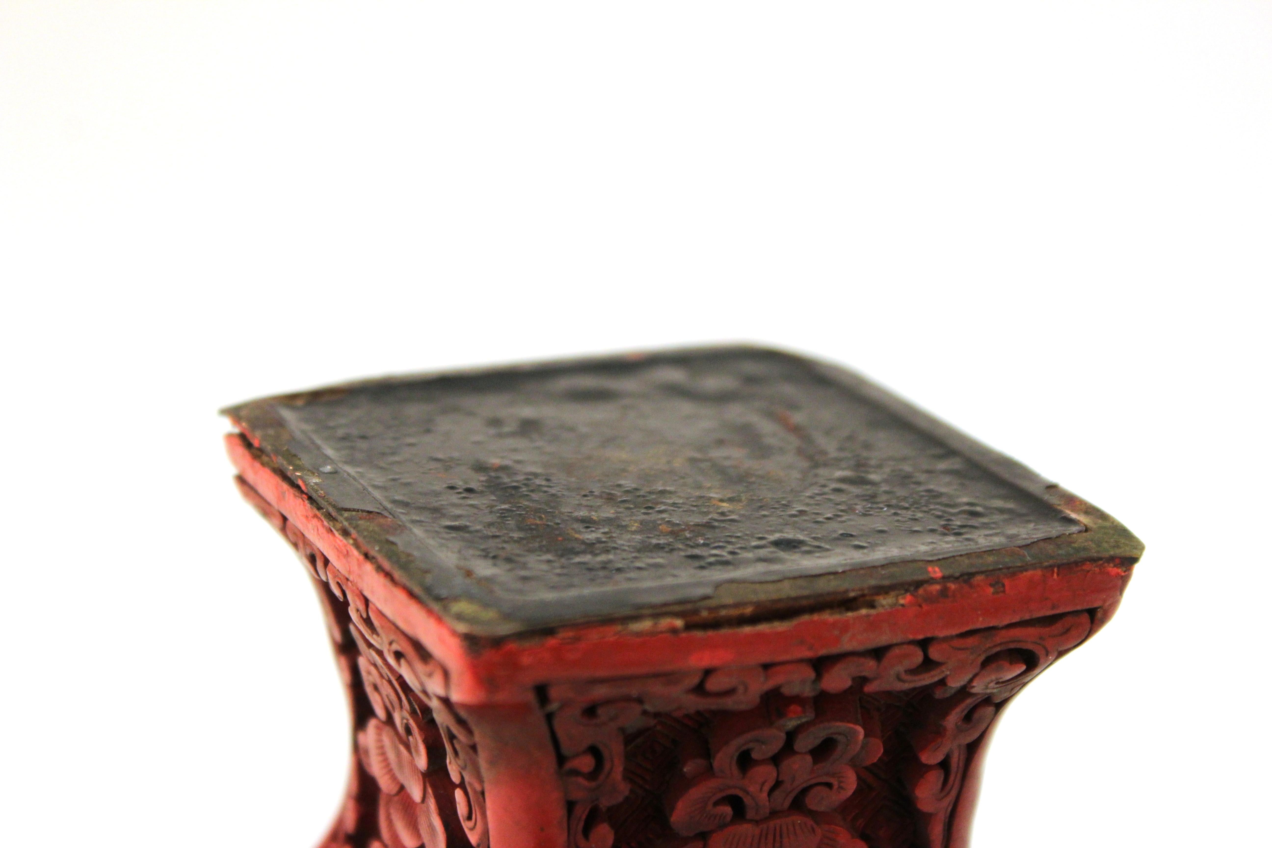 Chinese Cinnabar Lacquer Vase with Carved Scenes 2