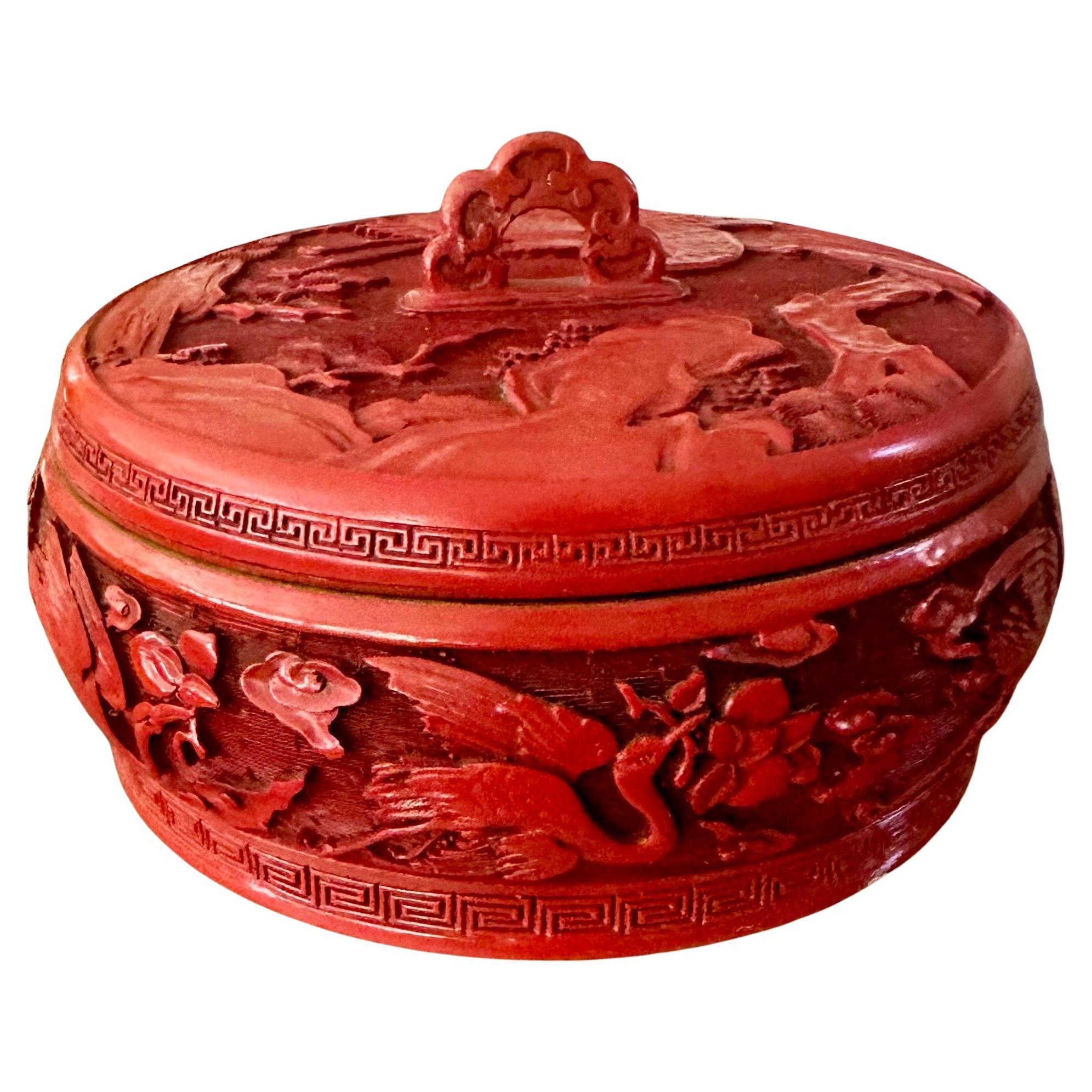 Chinese Cinnabar Lacquered Enameled Lidded Box