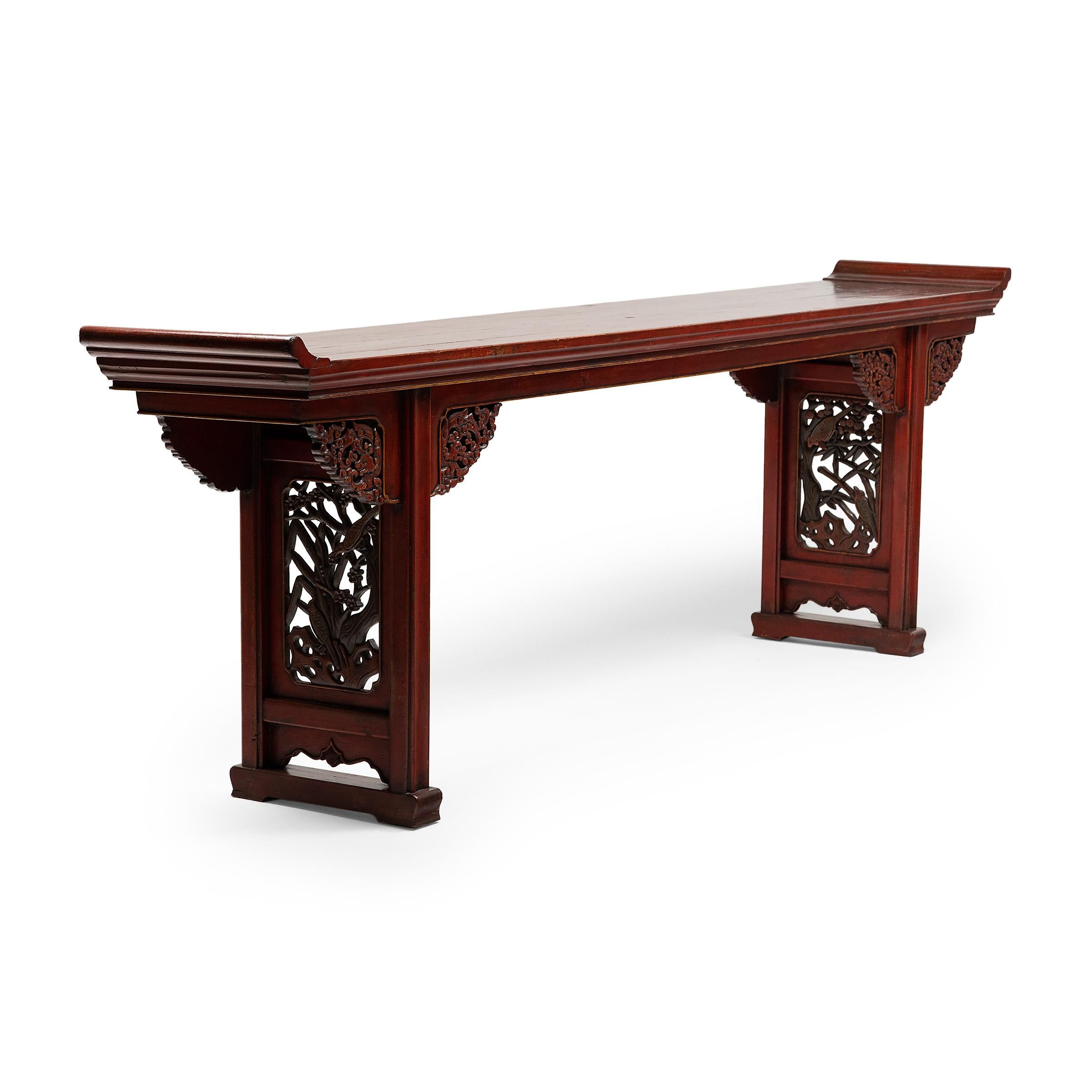 Chinese Cinnabar Red Altar Table, c. 1850 In Good Condition For Sale In Chicago, IL