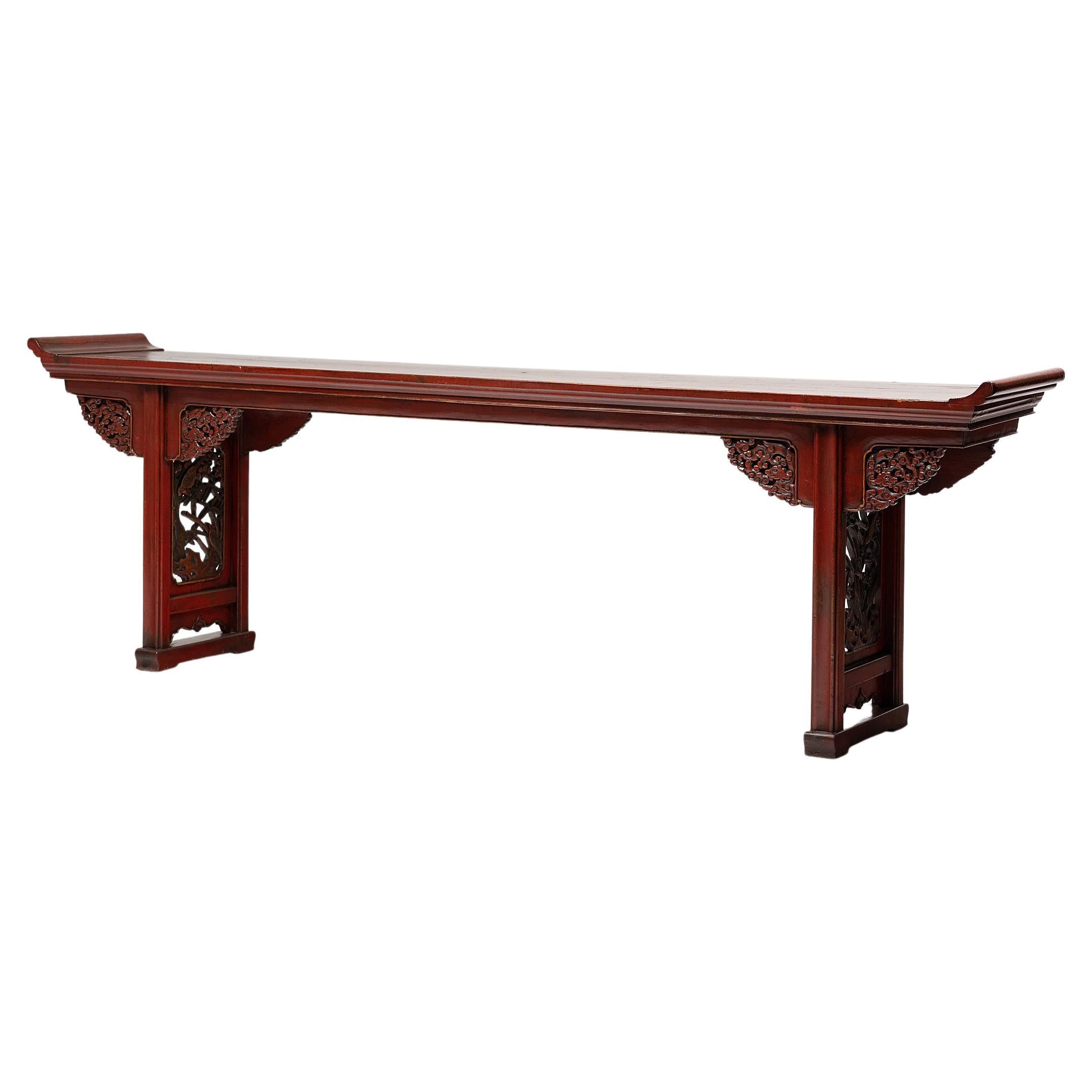 Chinese Cinnabar Red Altar Table, c. 1850 For Sale