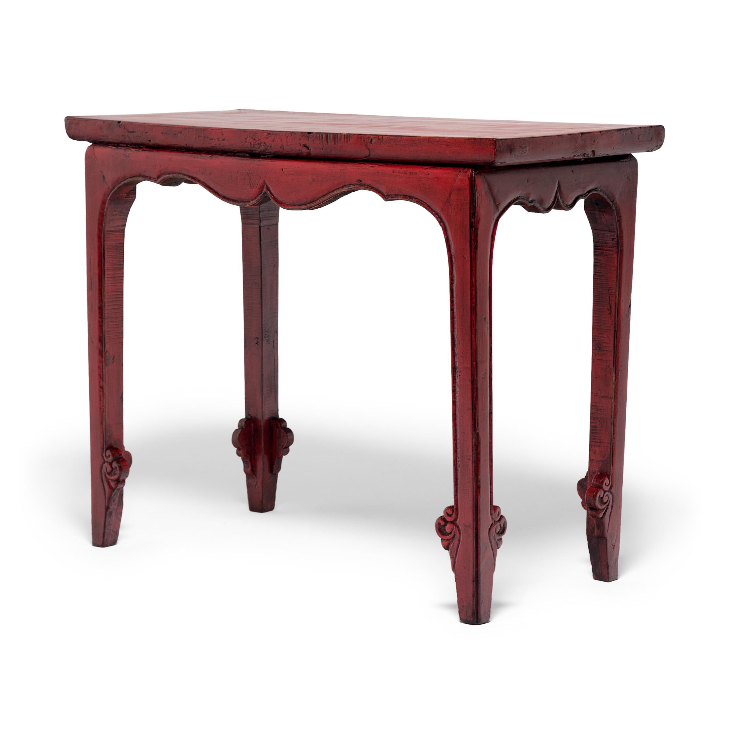 Chinese Cinnabar Sword Leg Table, c. 1900 In Good Condition In Chicago, IL
