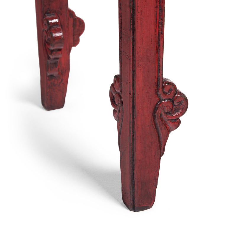 Chinese Cinnabar Sword Leg Table, c. 1900 For Sale 1