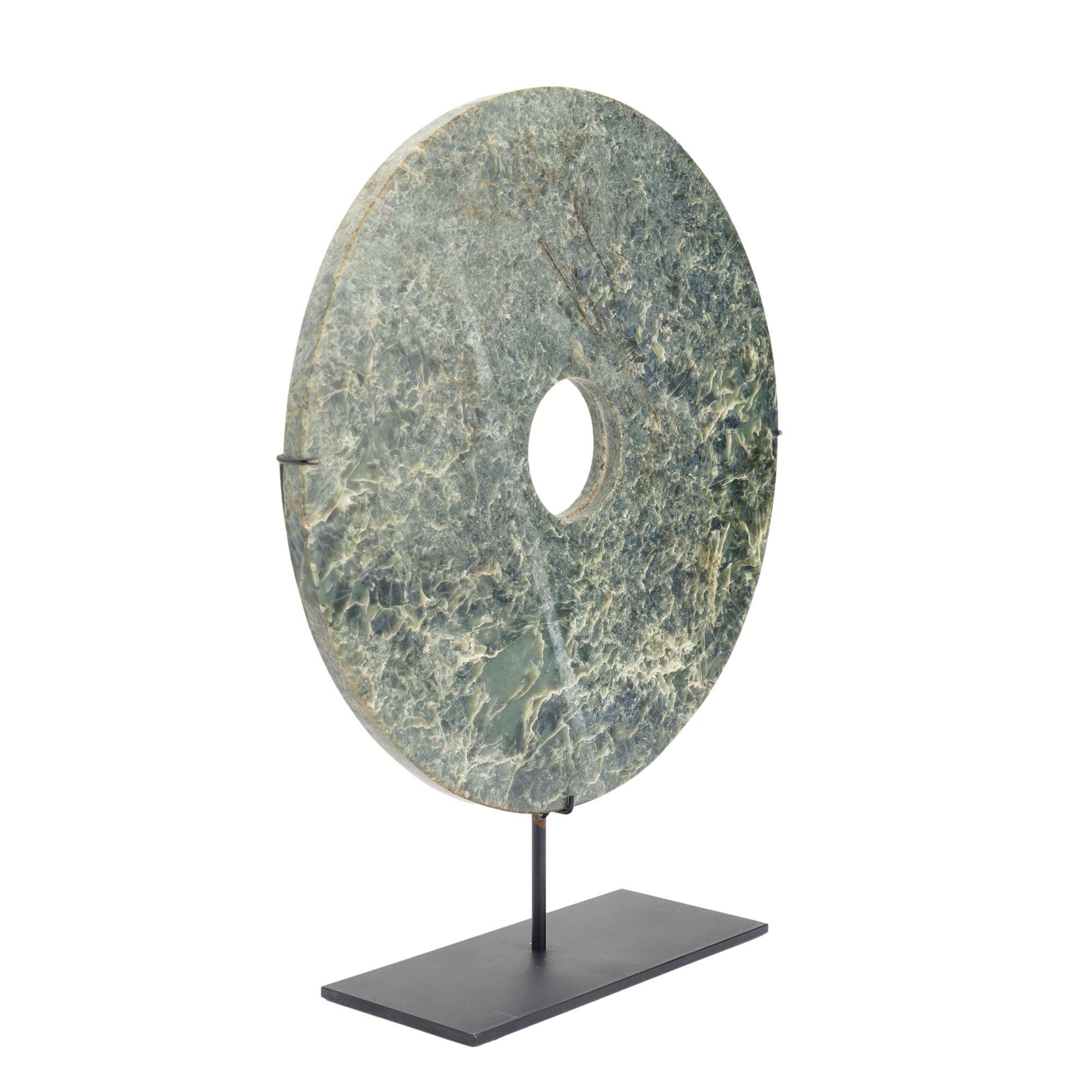 Chinese circular cut jade bi on stand For Sale 2