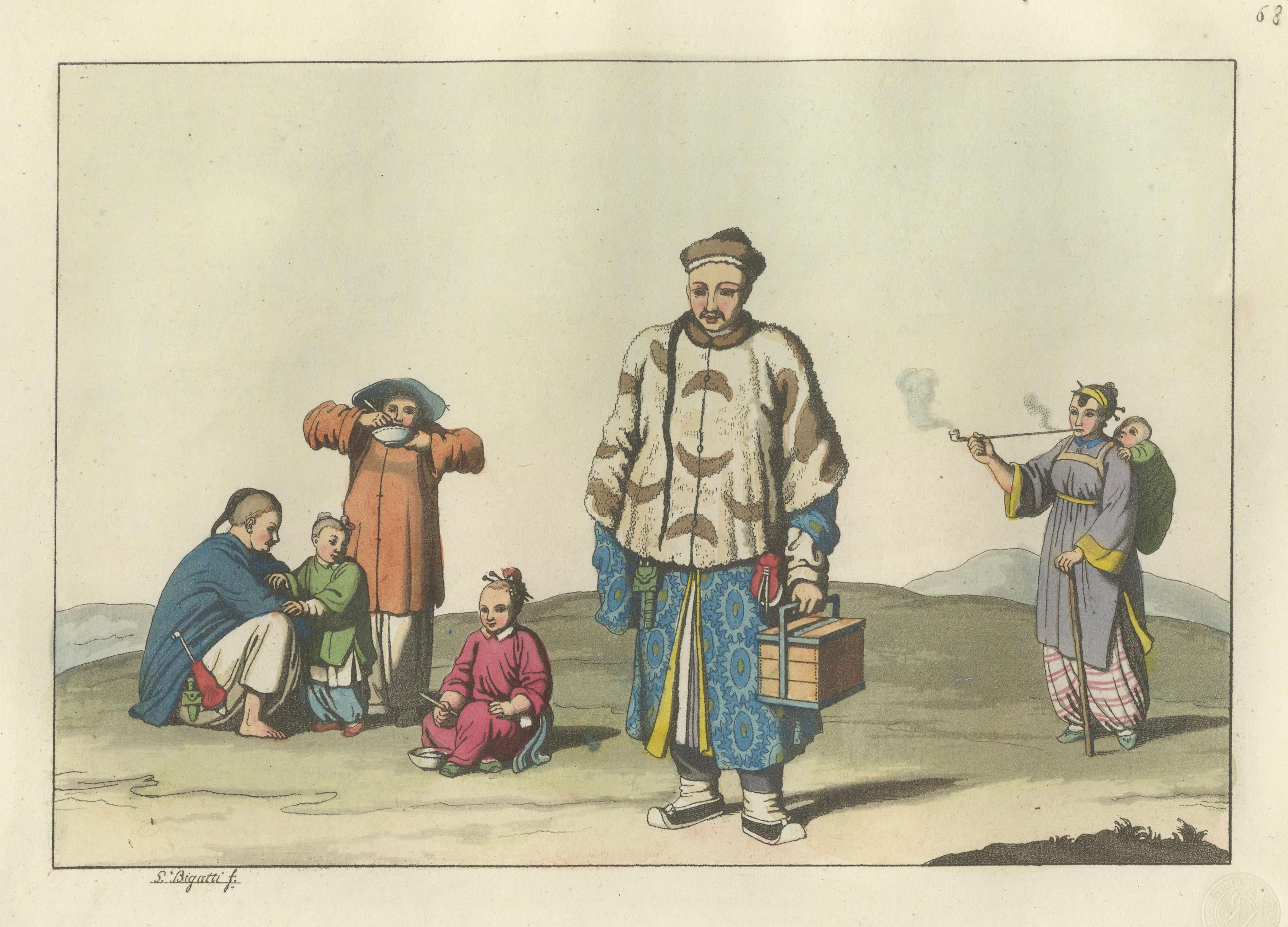 Chinese City Dwellers and Farmers – Ferrario Costume Print, c.1815